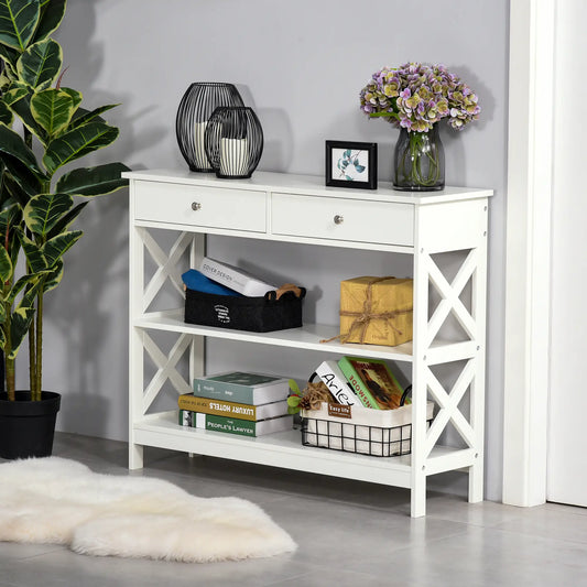 CONSOLA MODERNA BLANCA “X-LINE DOUBLE DRAWER” image 0