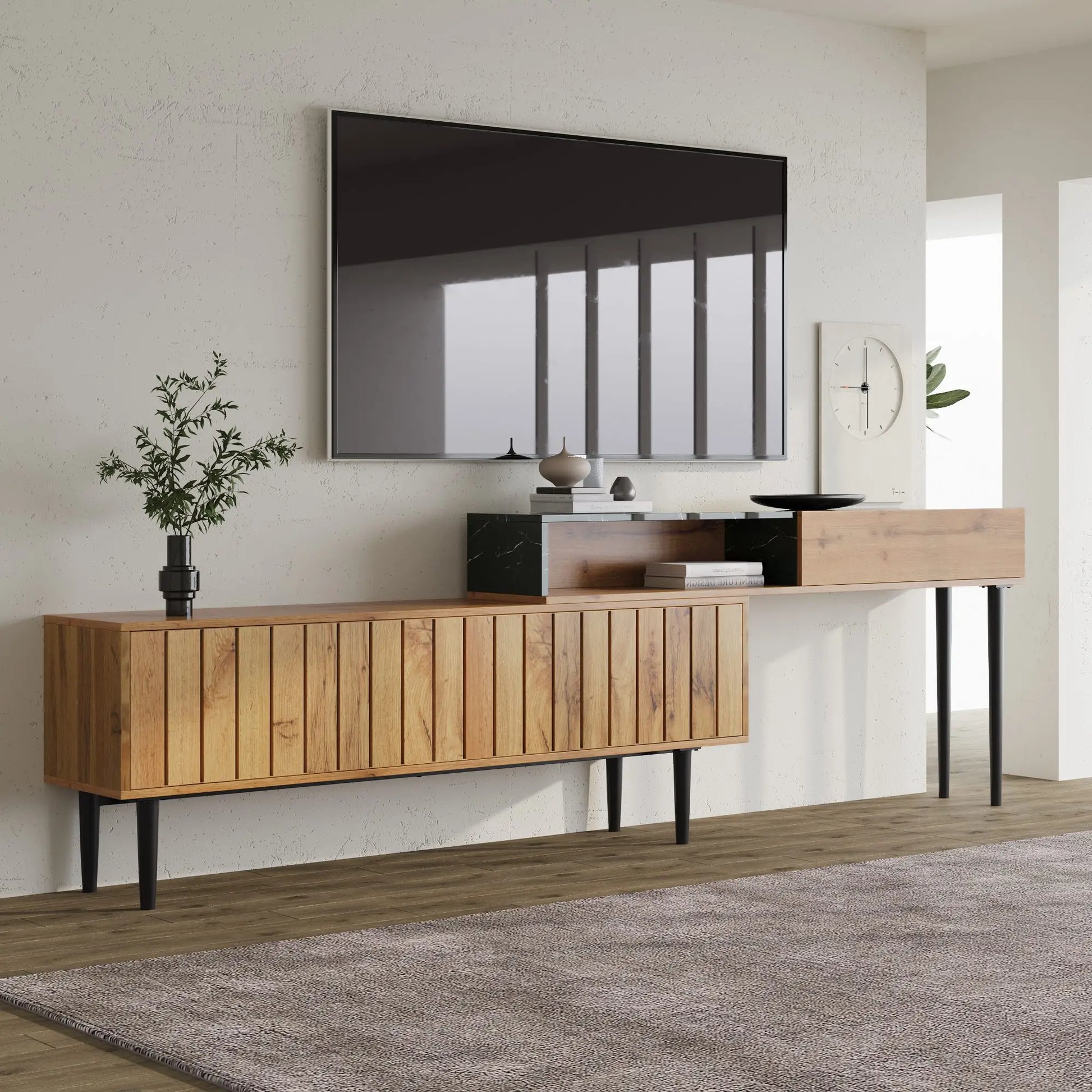 MUEBLE TV MODERNO DISEÑO MÁRMOL & VETADO MADERA image 0
