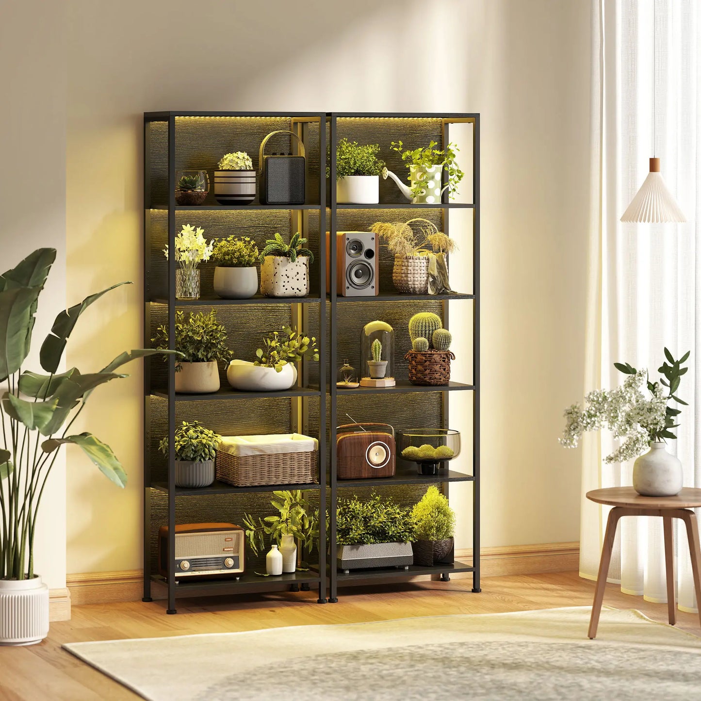 📚 Librería Industrial LUX LIGHT – 5 Estantes con Iluminación LED