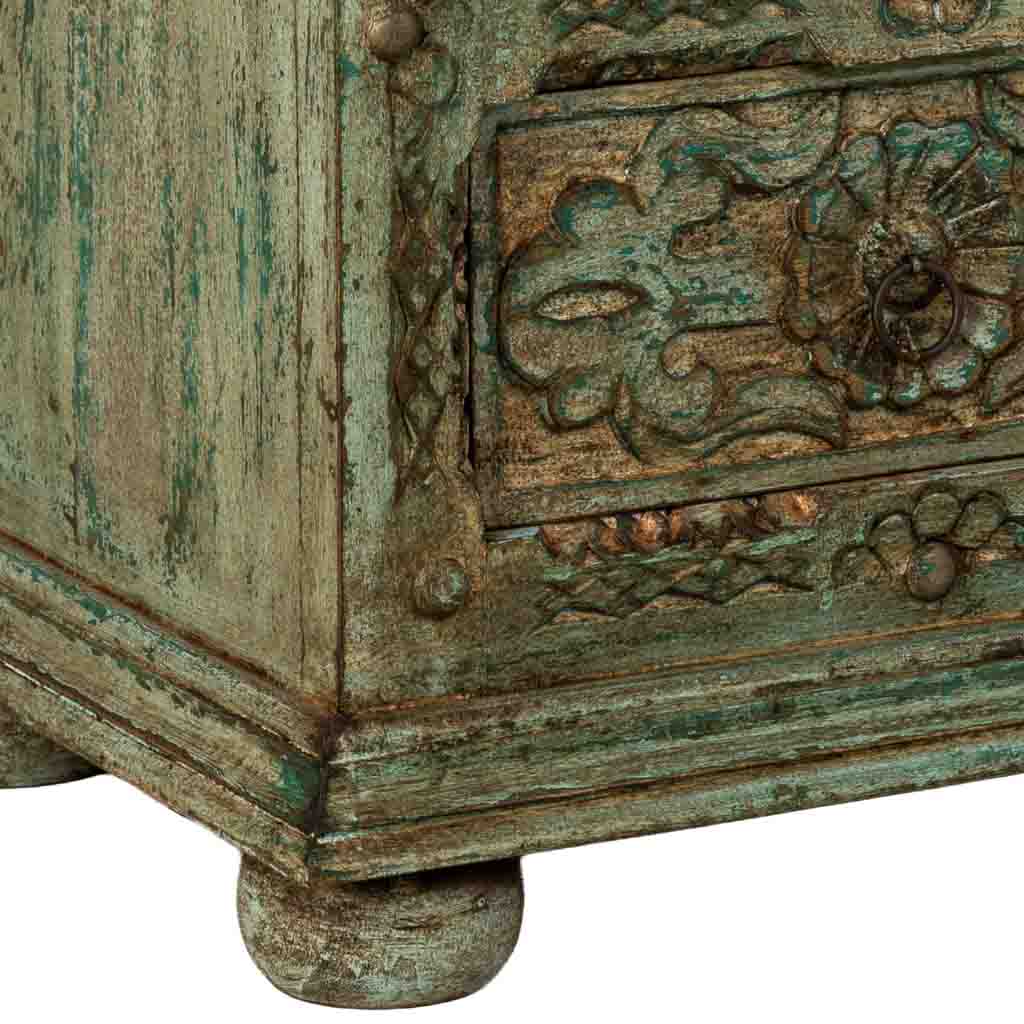 MESITA DE NOCHE DALIAN ARTESANAL VERDE AGUAMARINA CON 2 CAJONES image 7