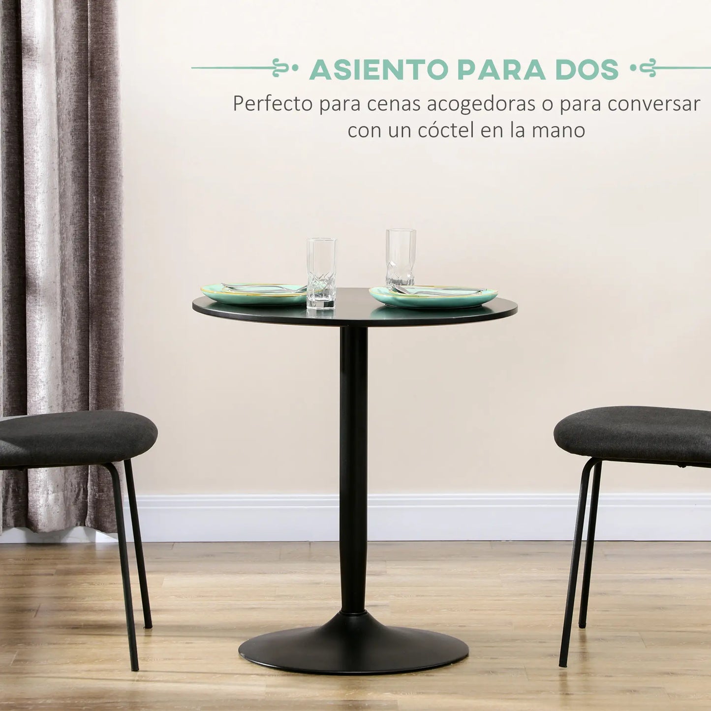 MESA DE COMEDOR REDONDA 80 CM BLANCA O NEGRA – MODELO NÁPOLES image 1