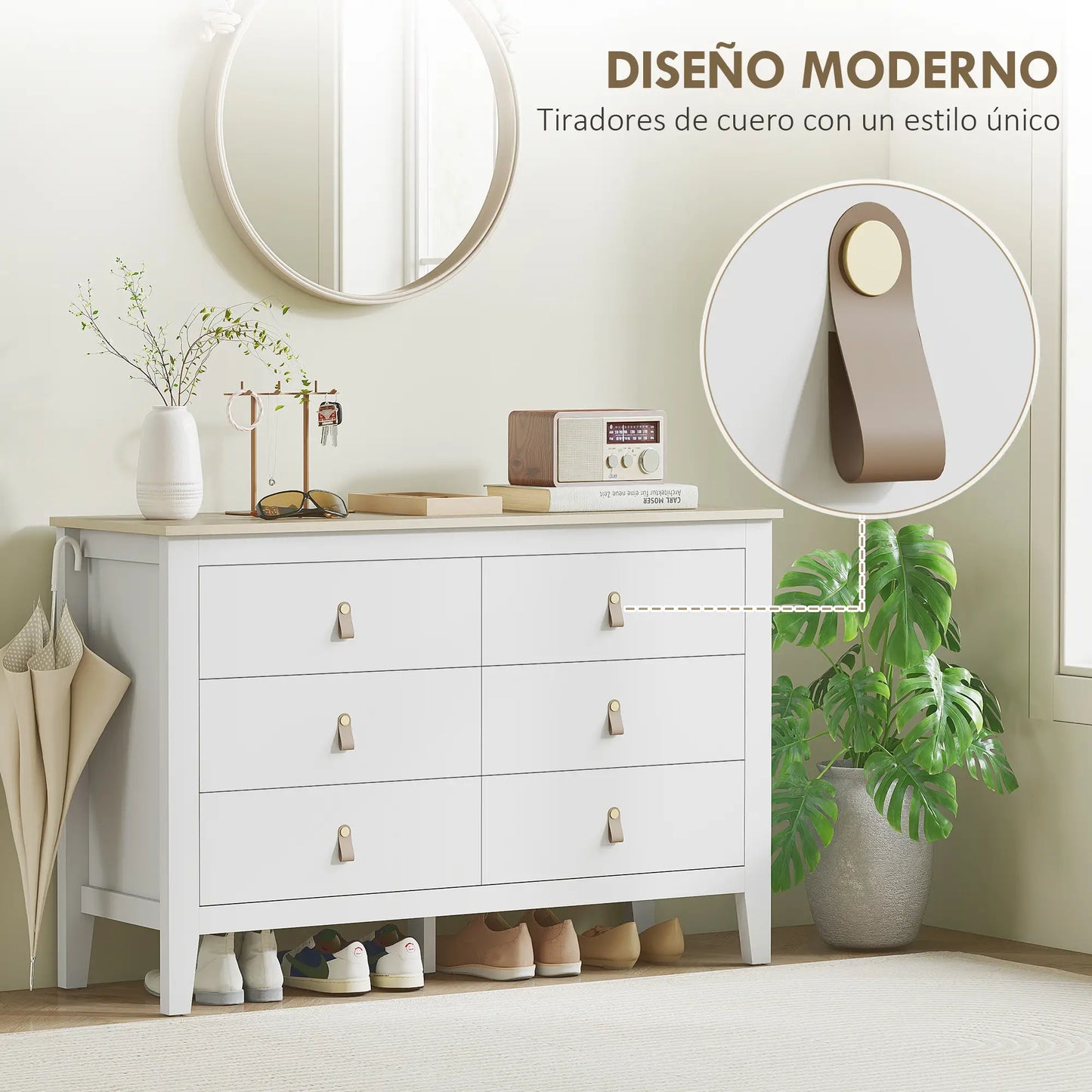 CÓMODA SIXDRAWER PU BLANCA image 6