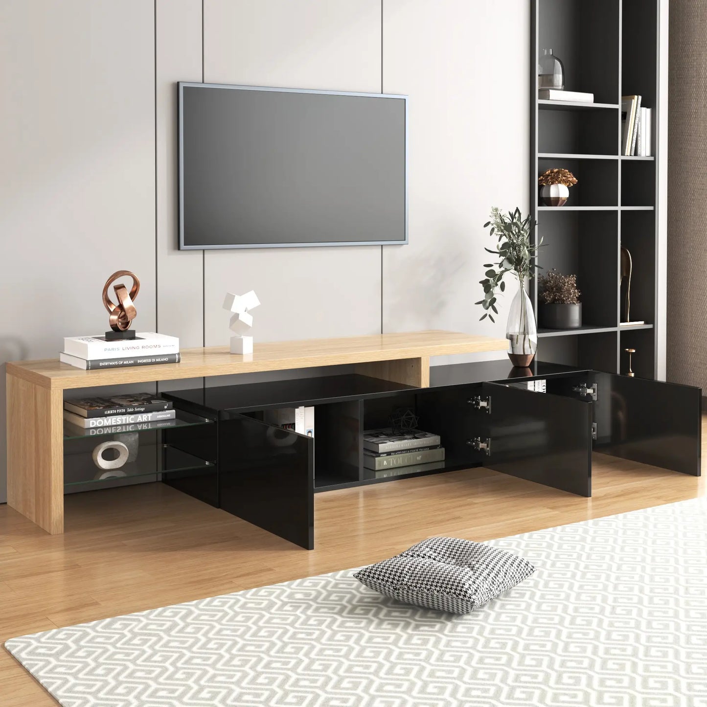 MUEBLE TV “LUX BLACK WOOD LED” 197,5 CM image 7