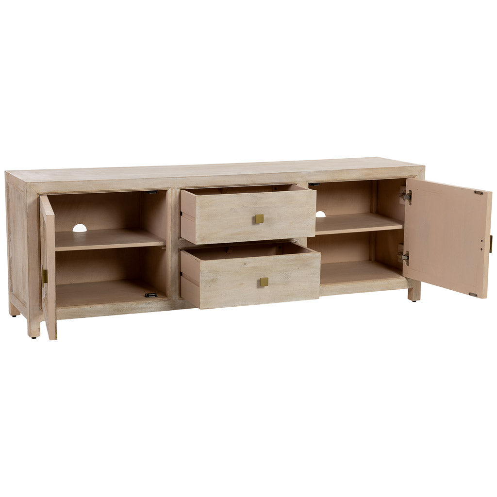 MUEBLE BAJO ALMA DE MADERA BLANCA 2 PUERTAS + 2 CAJONES image 1