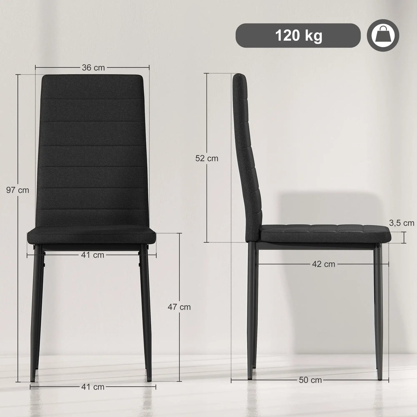 PACK DE 6 SILLAS DE COMEDOR LINO NEGRO – MODELO ATLAS image 3