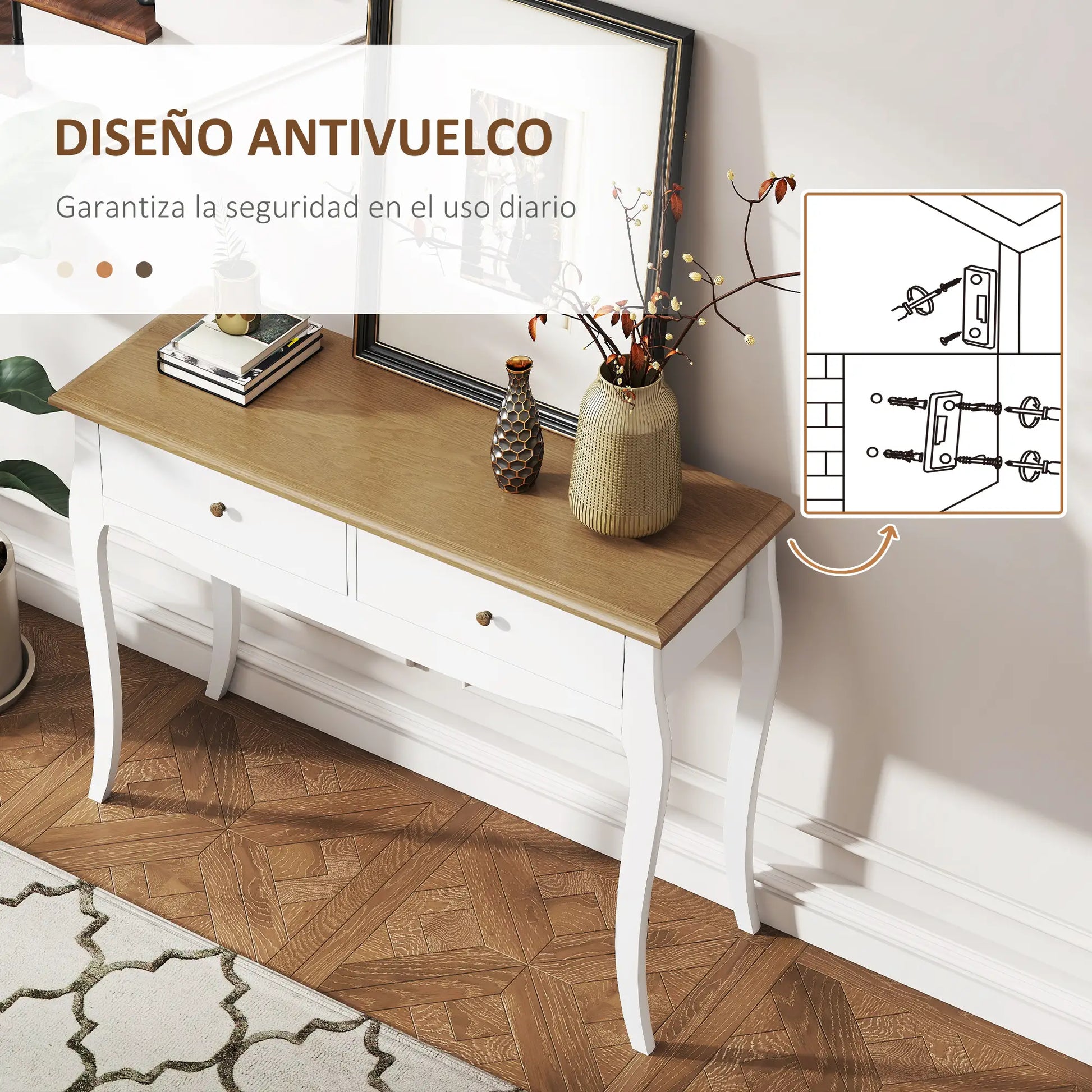 CONSOLA FRANCESA BLANCA “PARISIAN ELEGANCE DOUBLE DRAWER” image 8