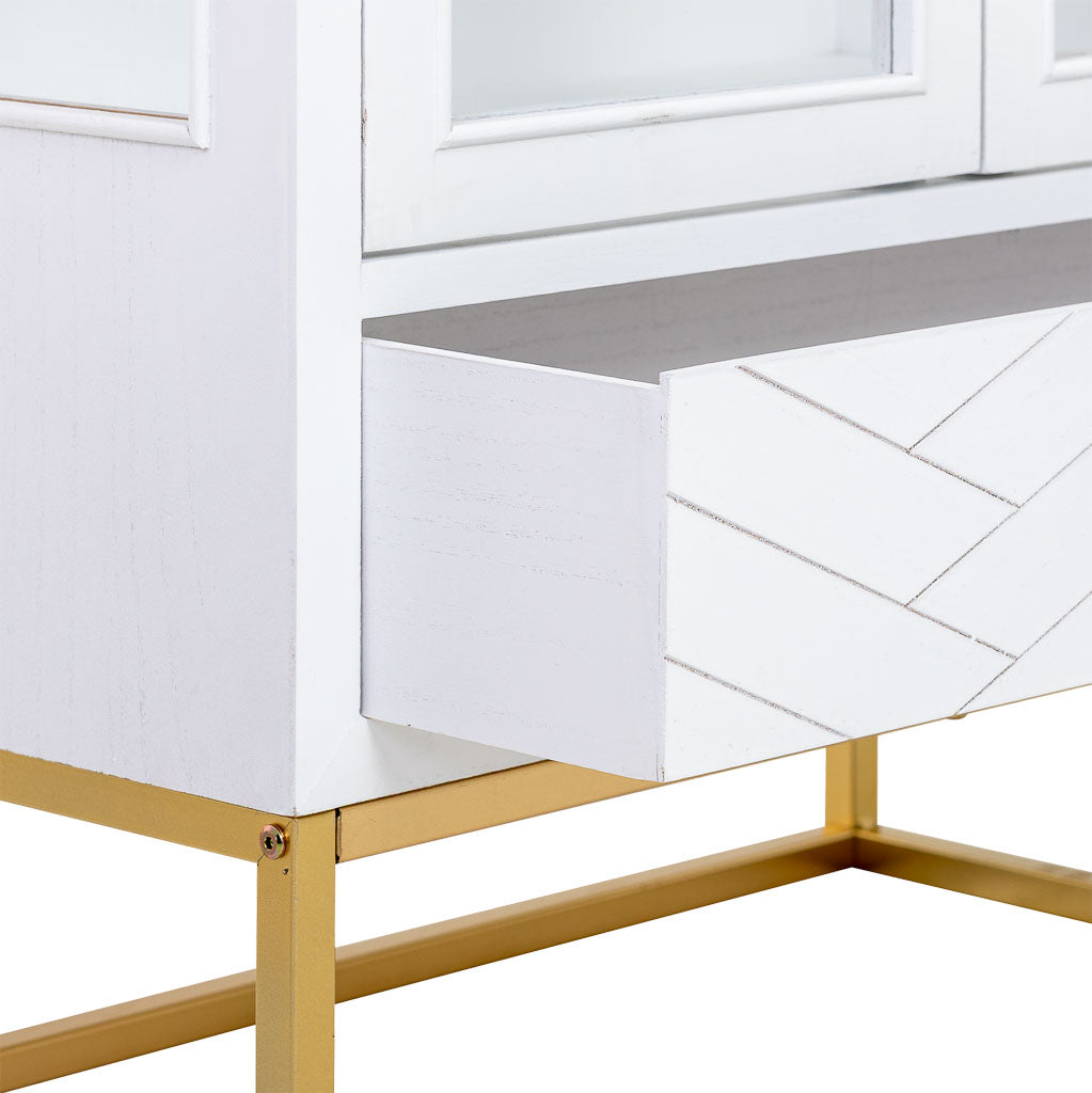 VITRINA MARTA DE MADERA Y METAL BLANCO 2 PUERTAS Y 1 CAJÓN image 5