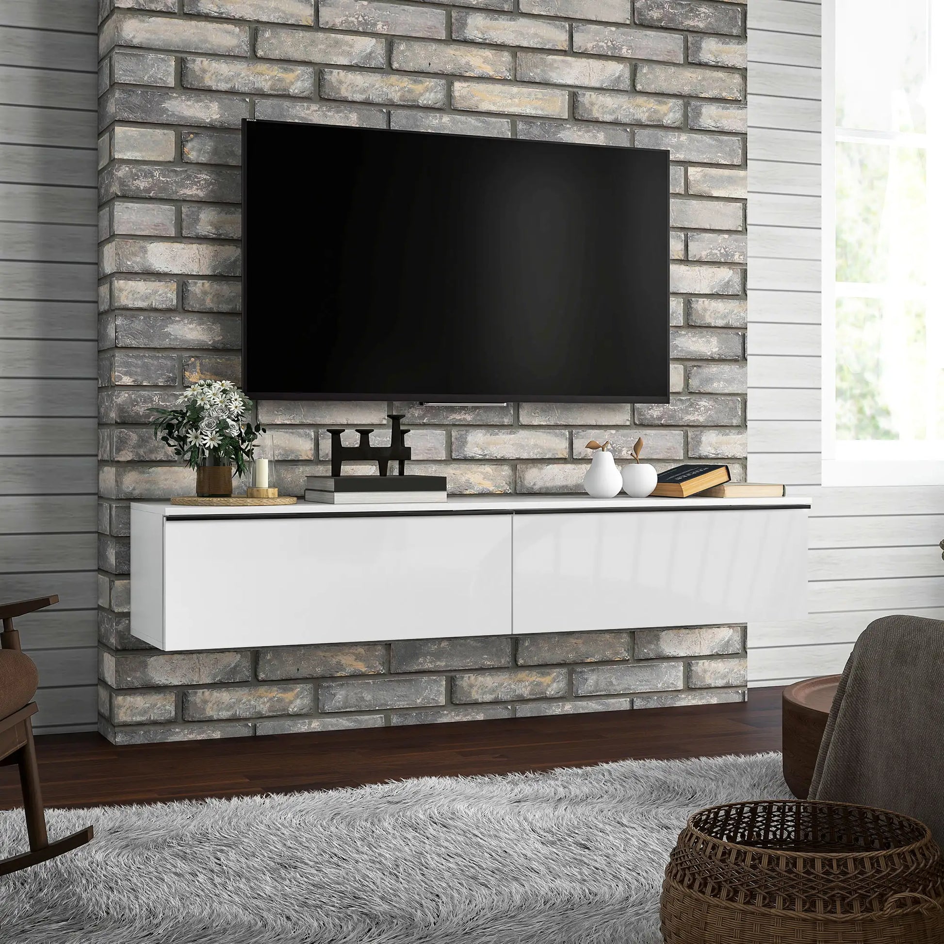 Mueble TV Suspendido Brillante 160 cm image 0