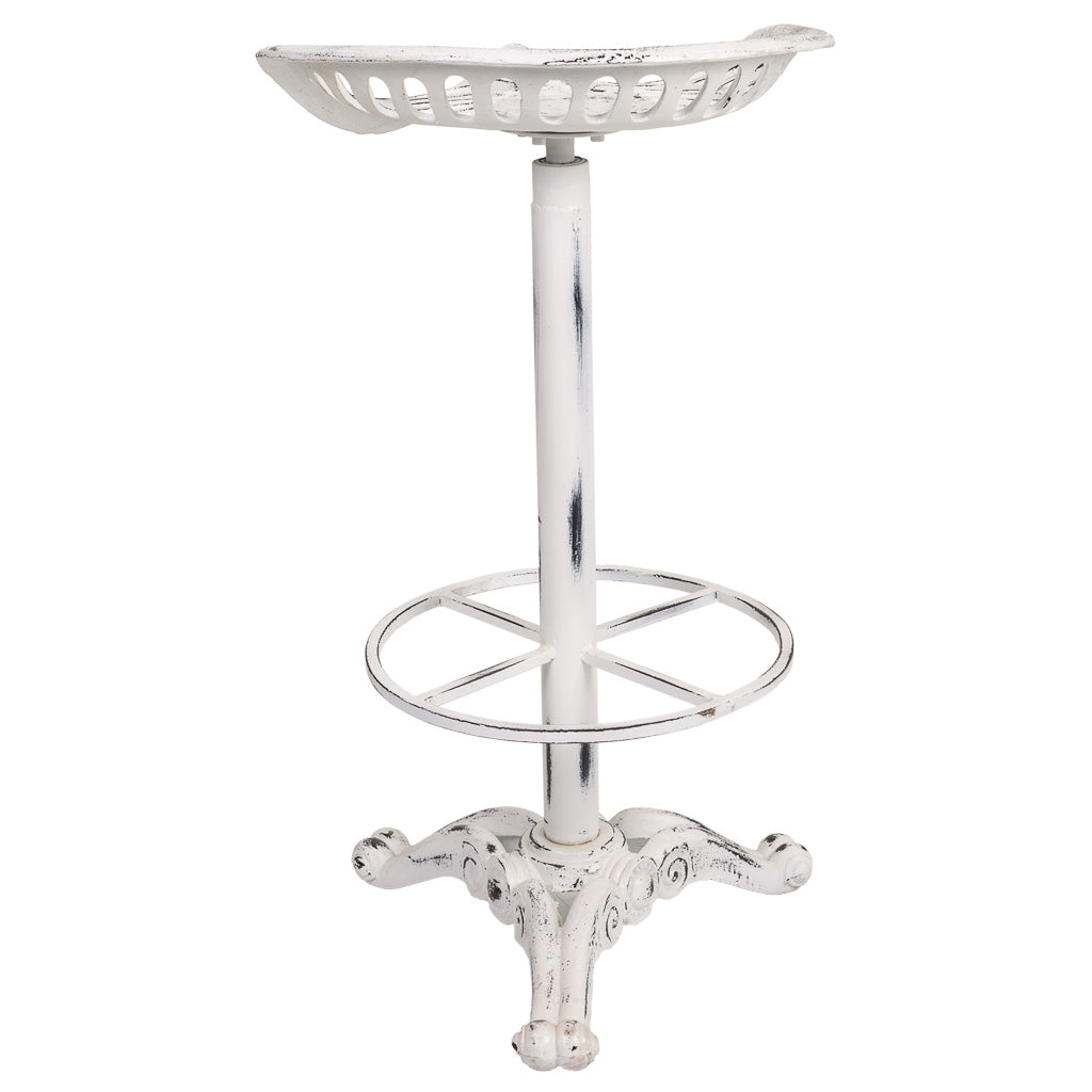 TABURETE DE MADERA Y METAL BLANCO image 3