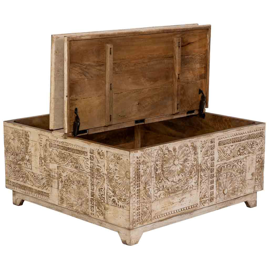 MESA DE CENTRO DALIAN ARTESANAL BLANCO ENVEJECIDO image 1
