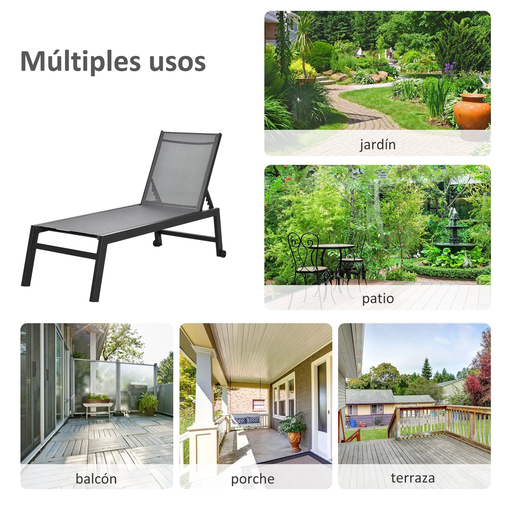 TUMBONA DE JARDÍN RECLINABLE ALUMINIUM RELAX PRO · CON RUEDAS image 2