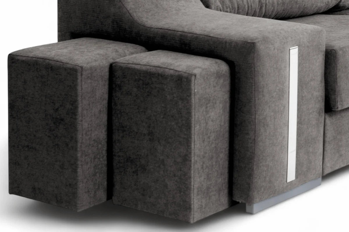 🛋️ CHAISE LONGUE “MODELO LUCAS” – ARCÓN, EXTRAÍBLE Y CON TABURETES