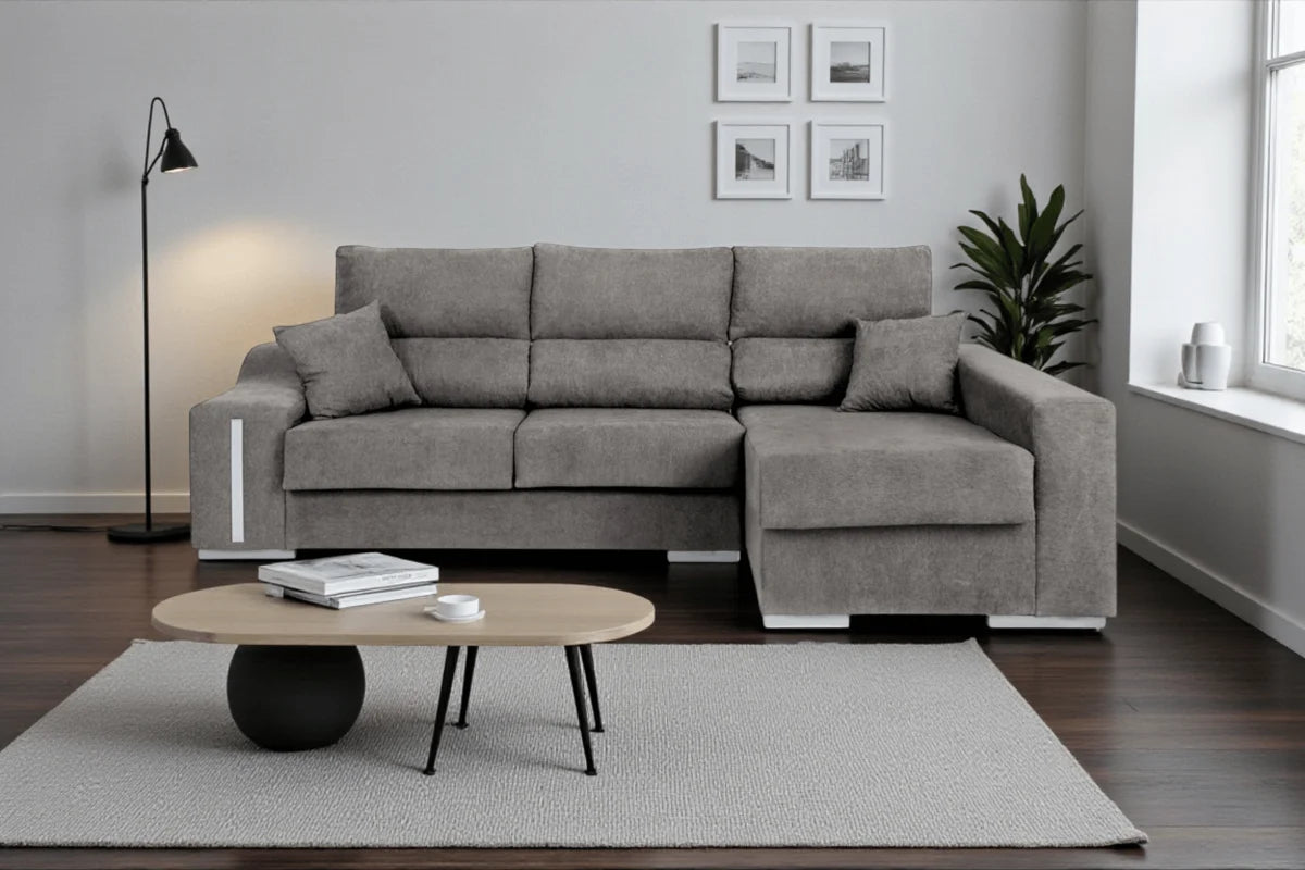 🛋️ CHAISE LONGUE “MODELO LUCAS” – ARCÓN, EXTRAÍBLE Y CON TABURETES