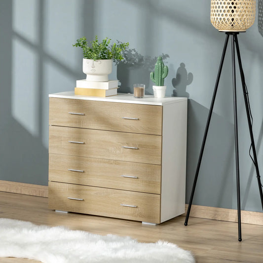 🗄️ CÓMODA OAK WHITE 4C – 4 CAJONES EN ROBLE Y BLANCO