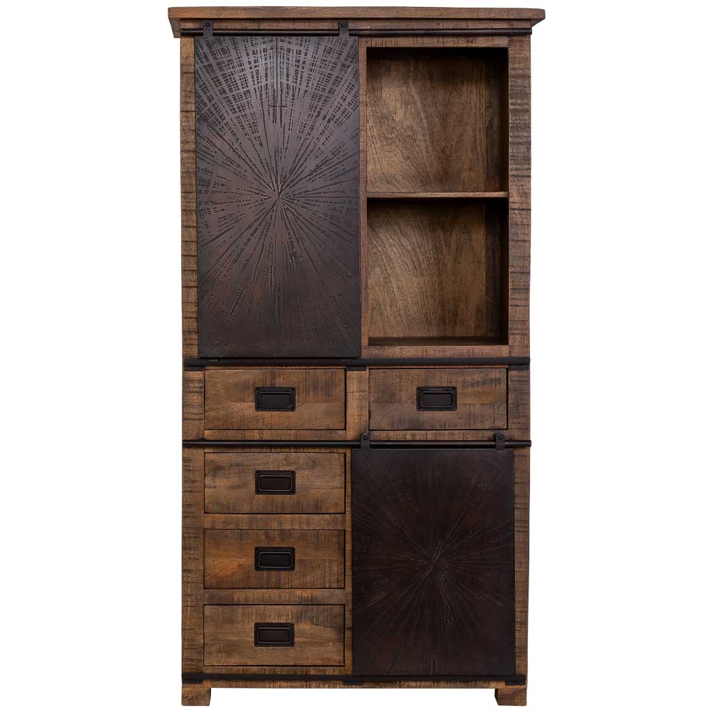 ARMARIO ÓXIDO ARTESANAL DE MADERA MACIZA CON 5 CAJONES Y 2 PUERTAS image 4