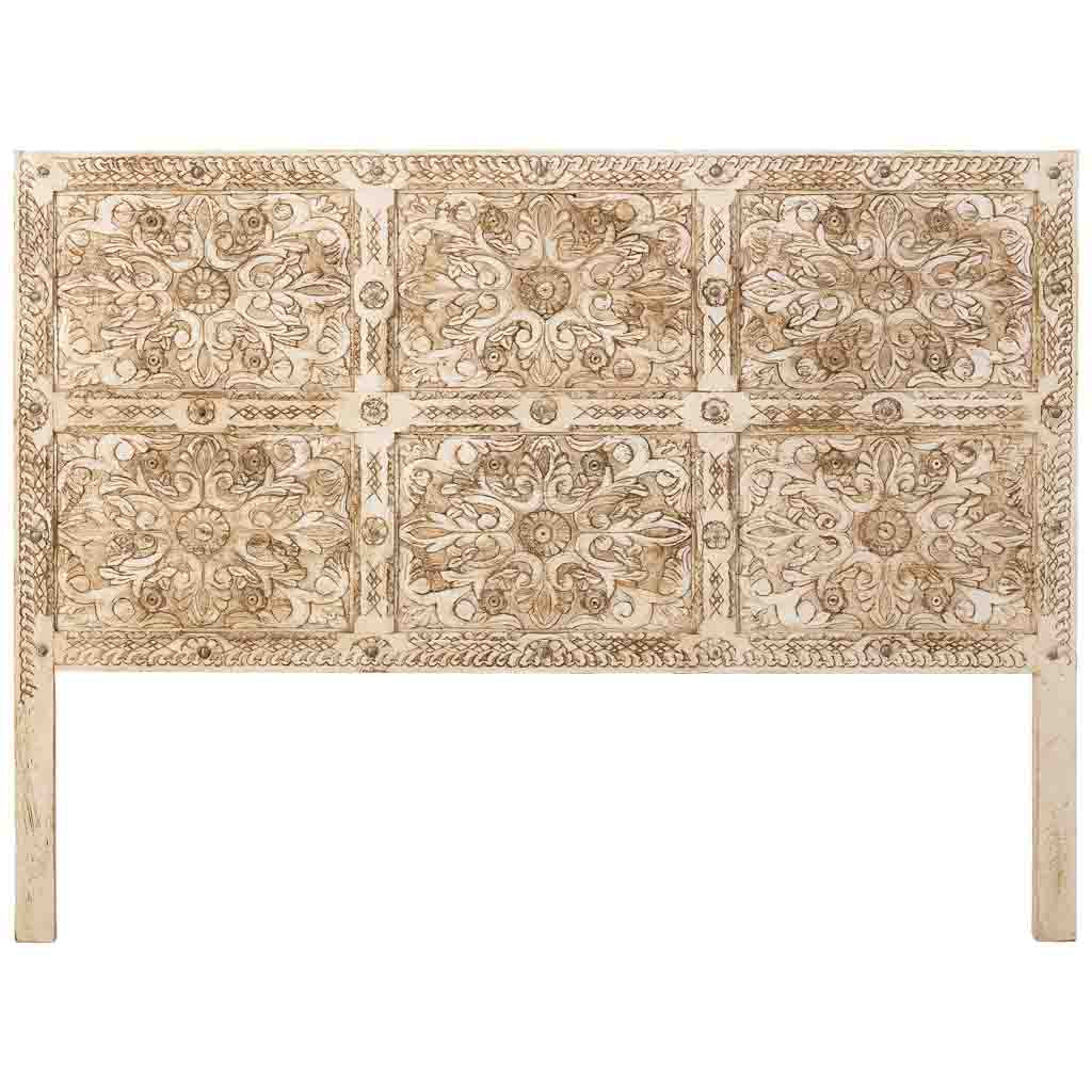 CABECERO DALIAN ARTESANAL BLANCO DE MADERA MACIZA image 2