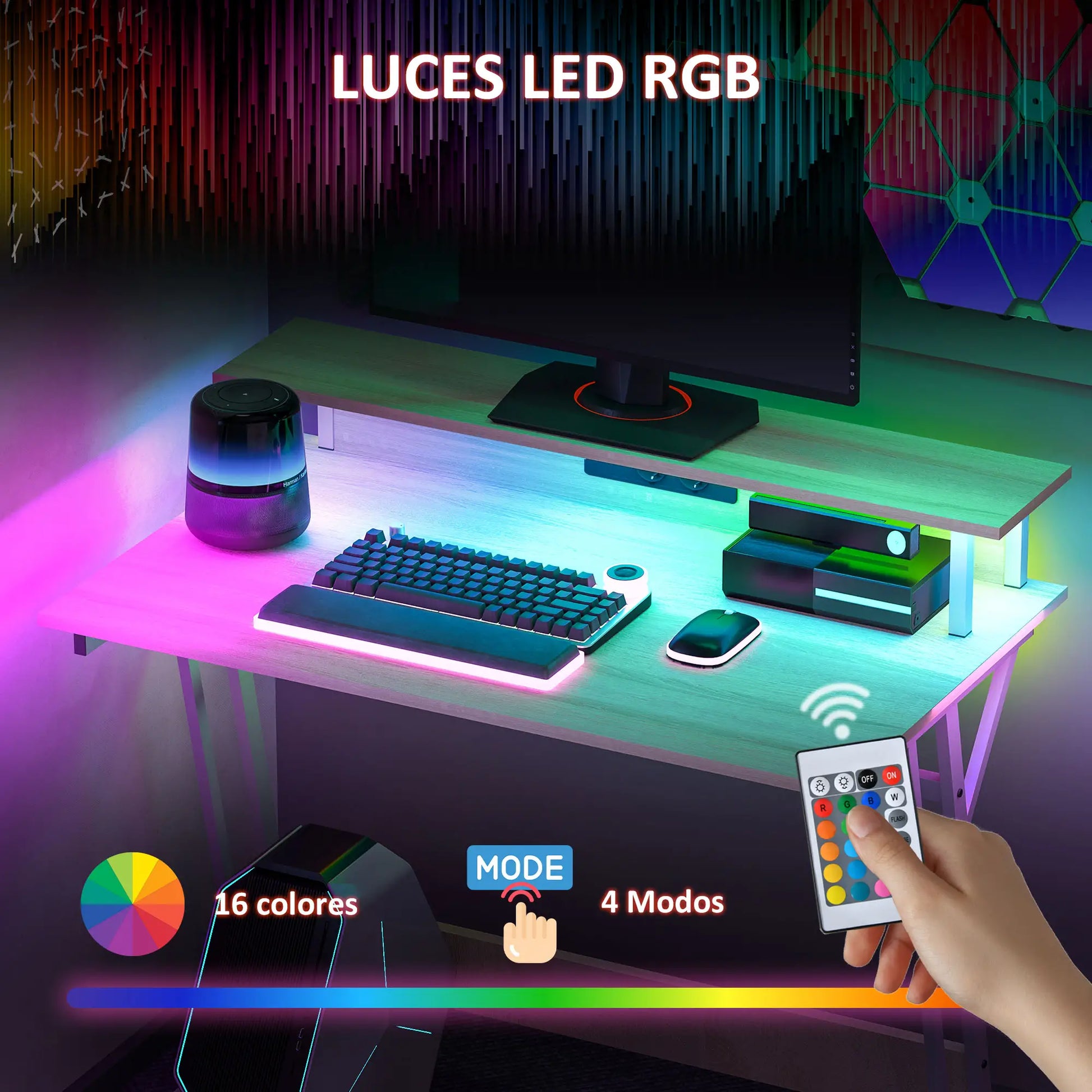 ESCRITORIO GAMING LUXFORGE RGB 100 CON LUCES LED image 6