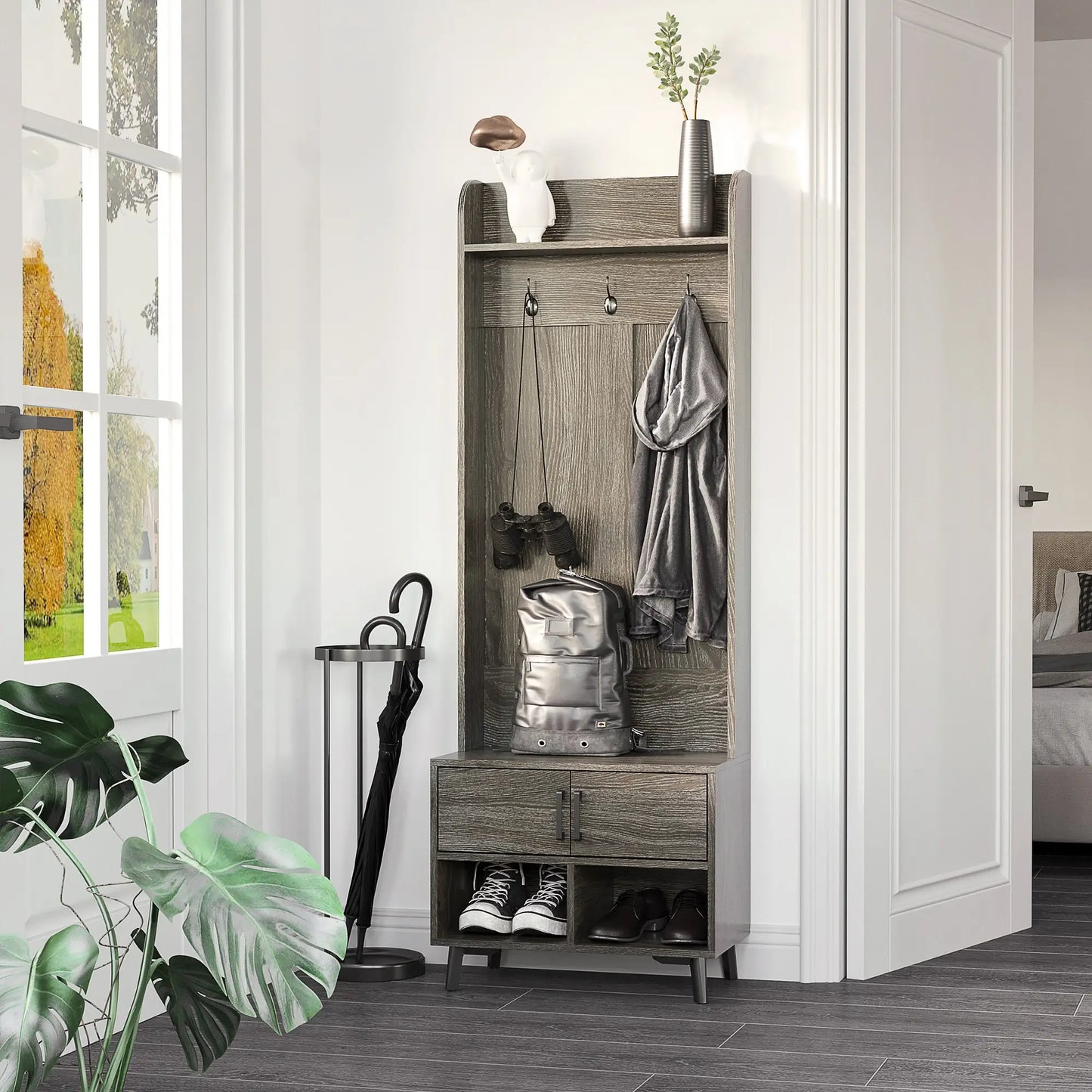 PERCHERO RUSTIC GREY STORAGE 4 EN 1 image 0