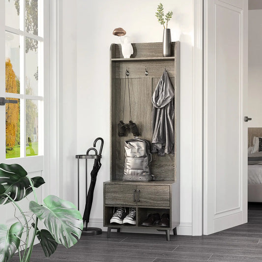 PERCHERO RUSTIC GREY STORAGE 4 EN 1 image 0
