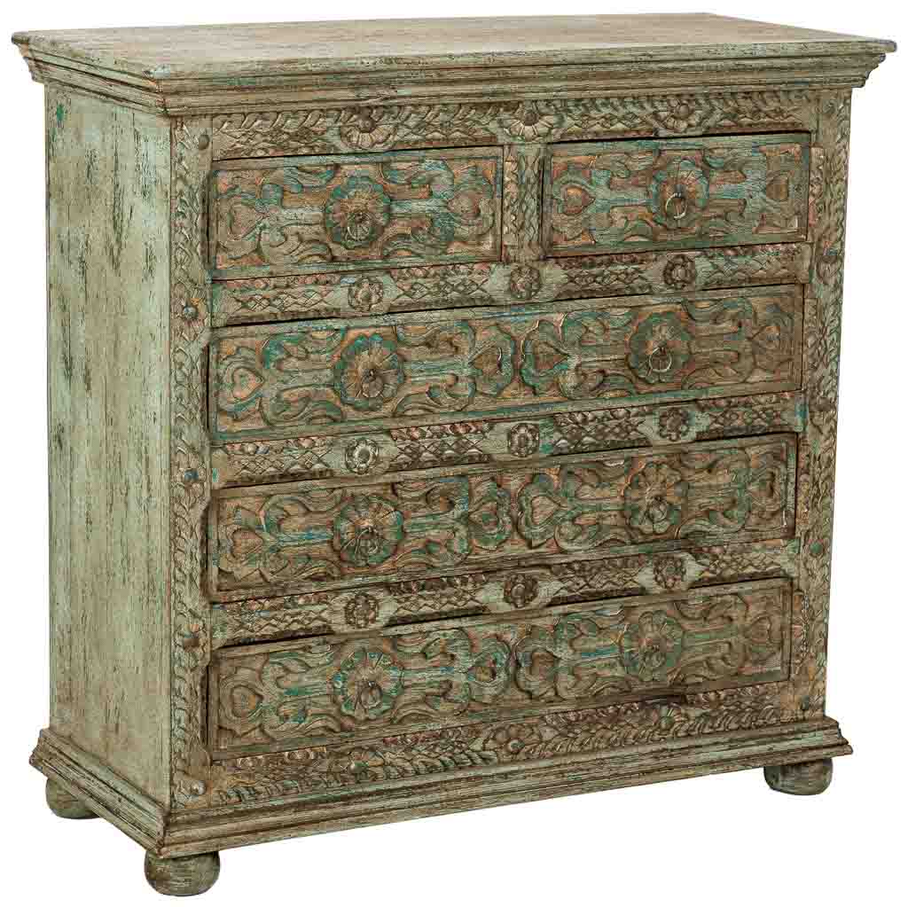 CÓMODA DALIAN AQUA GREEN VINTAGE 5 CAJONES image 0