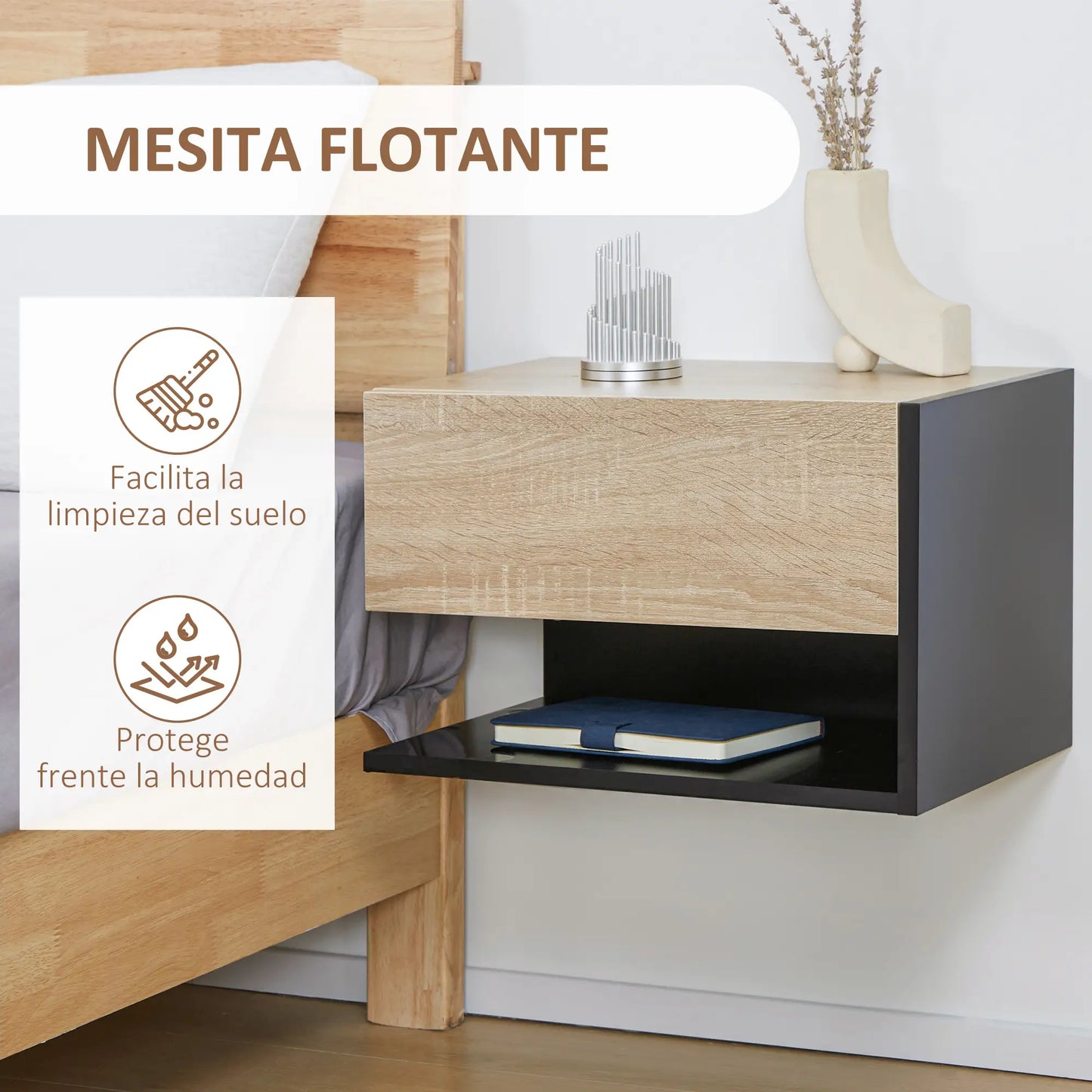 MESITAS DE NOCHE FLOTANTES DUO ROBLE BLACK image 8