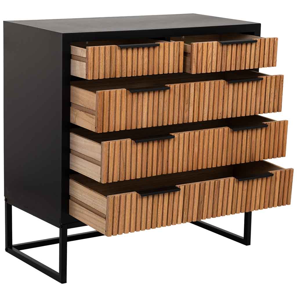 CÓMODA SAORI DE 5 CAJONES DE MADERA Y METAL NEGRO image 1