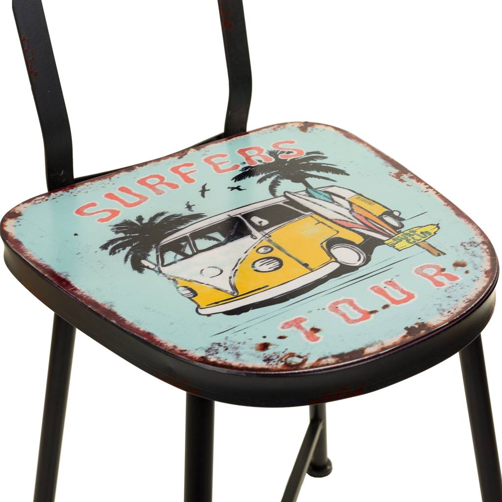 SILLA INDUSTRIAL DE METAL AZUL VINTAGE image 2