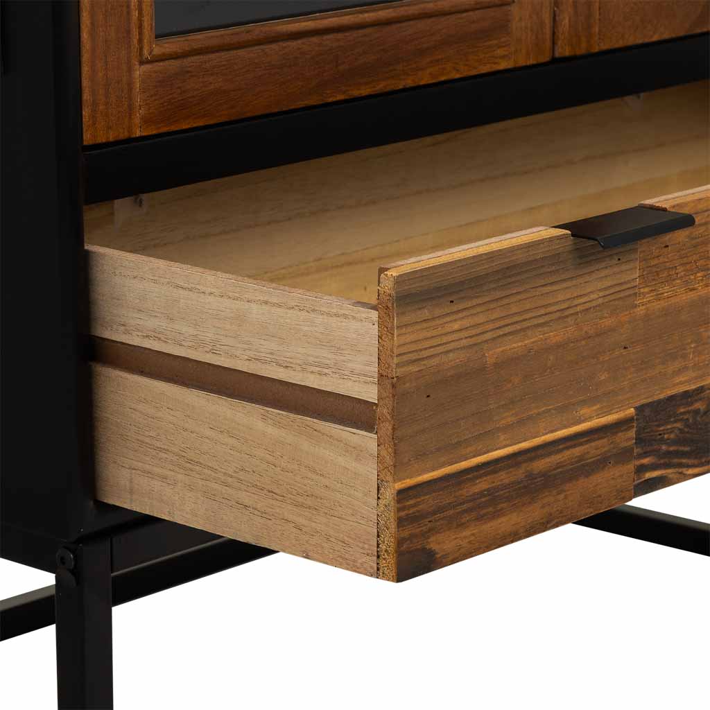 VITRINA TAKI DE MADERA RECUPERADA NEGRA CON COSTADO DE VITRINA image 6