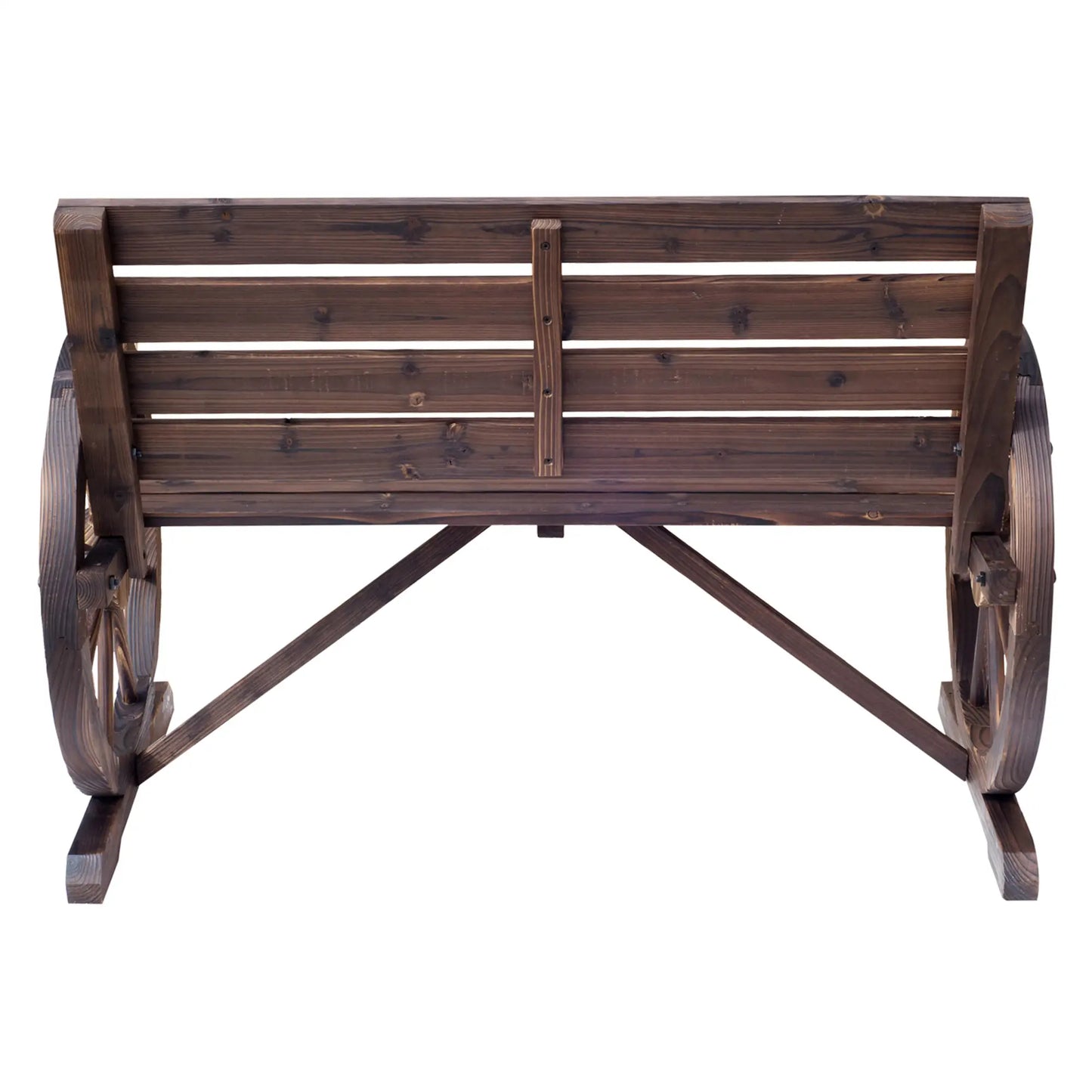 🌿 Banco de Jardín Modelo Rustico Wheel 2 Plazas Madera Diseño Rueda