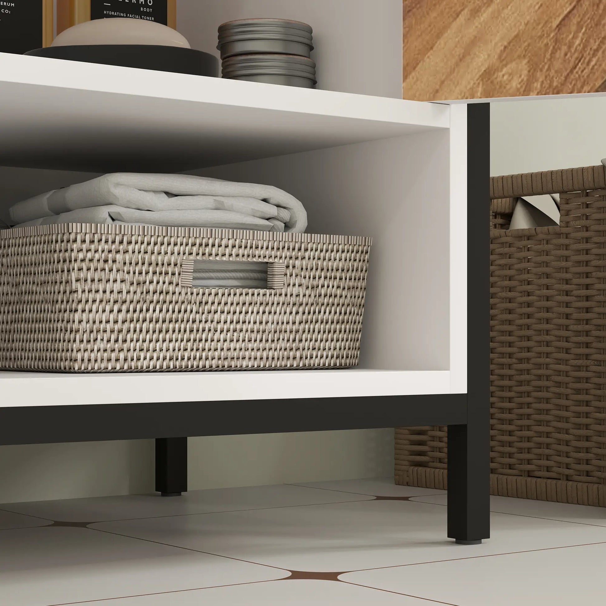 MUEBLE BAJO LAVABO LUNARA 80 CREMA Y NOGAL image 6
