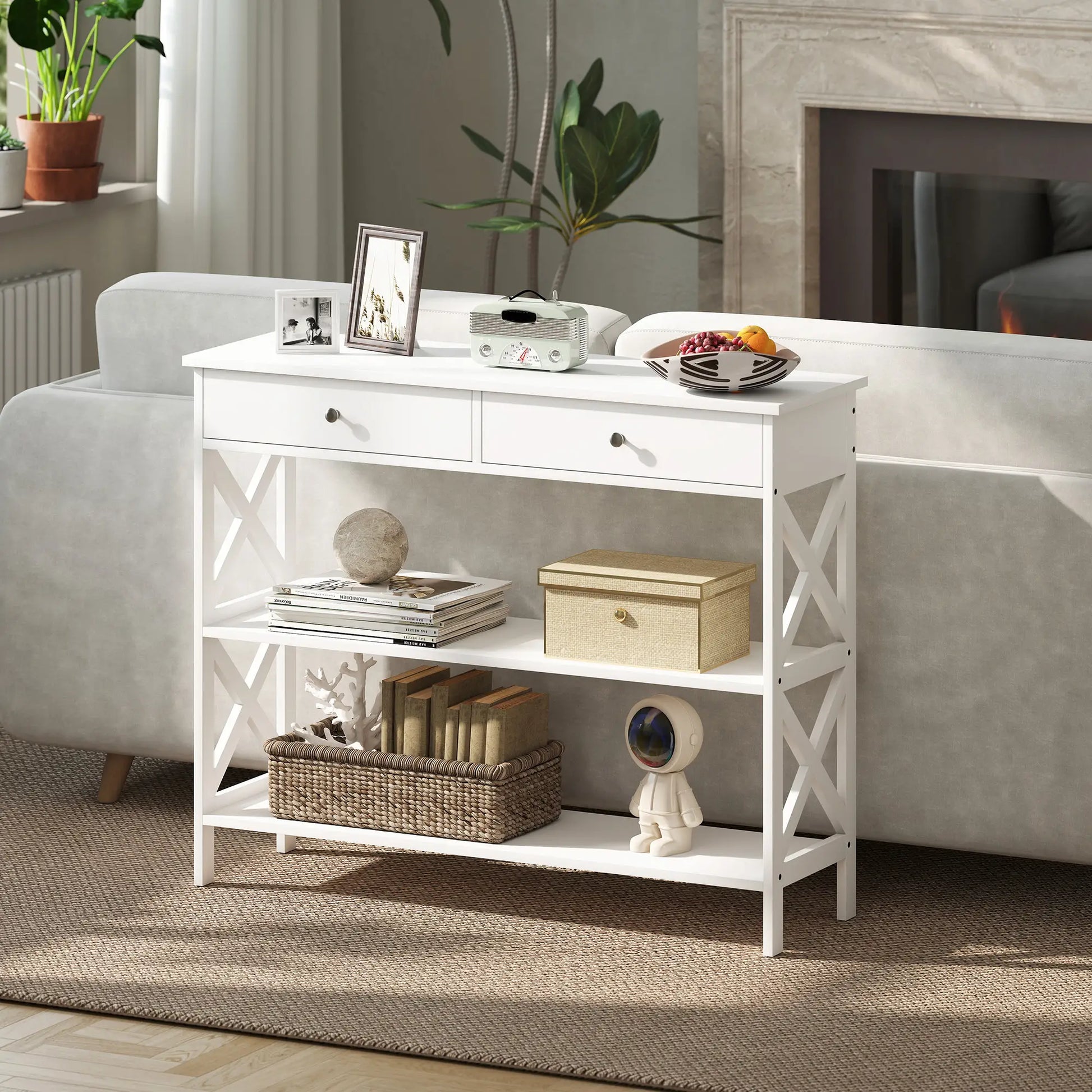 CONSOLA MODERNA BLANCA “X-LINE DOUBLE DRAWER” image 1
