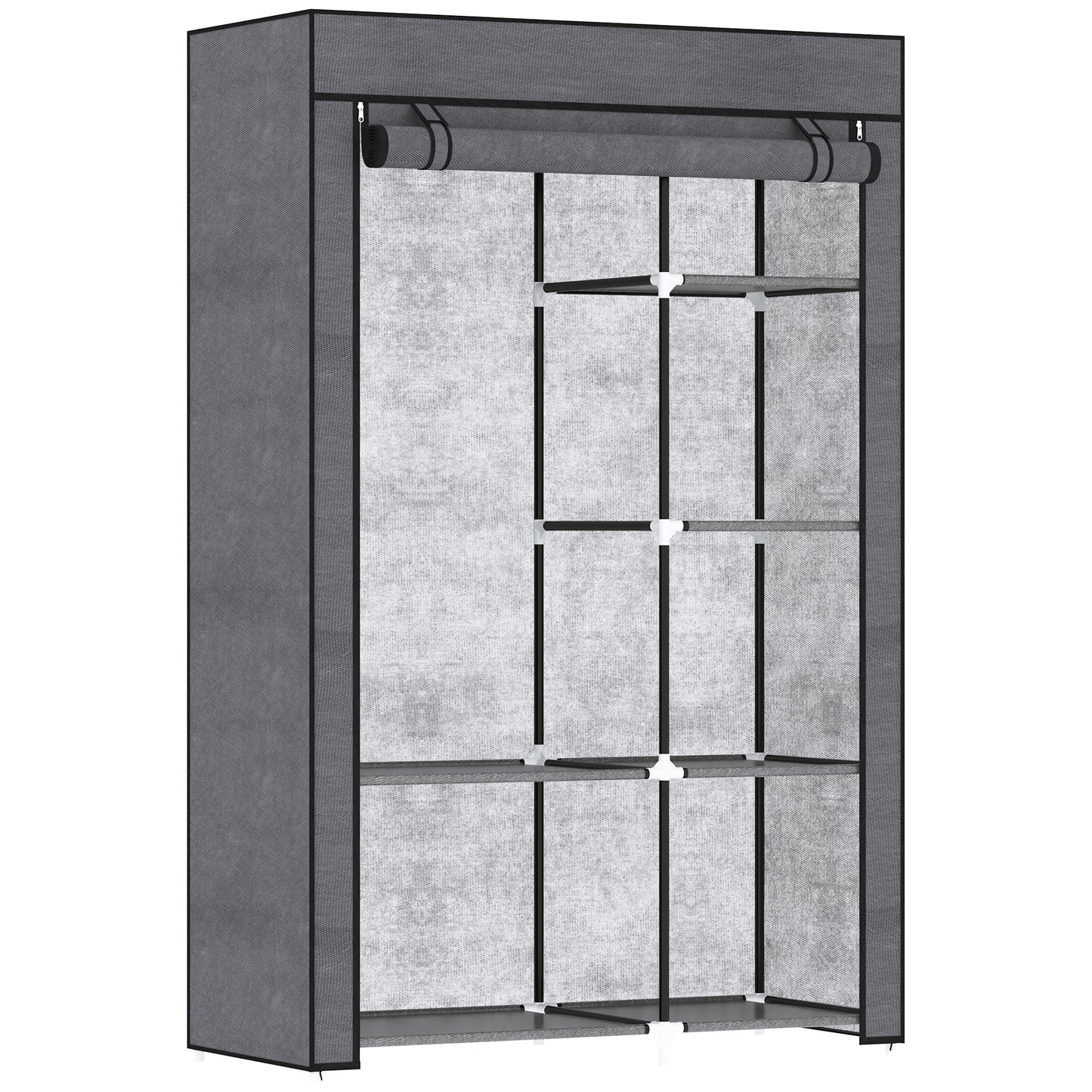 👕 ARMARIO DE TELA PLEGABLE 103 CM CON 6 ESTANTES Y BARRA PARA COLGAR – 5 COLORES