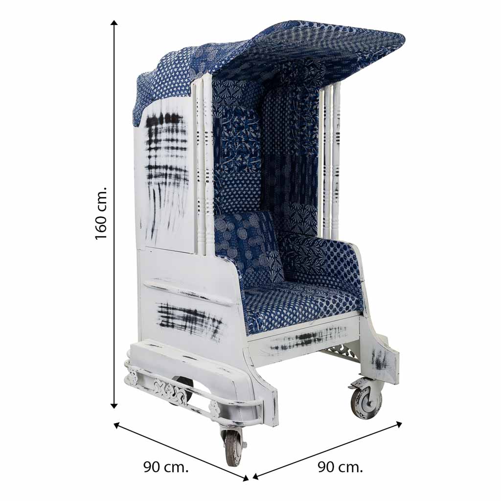 SILLÓN TUK TUK DE METAL BLANCO TAPIZADO image 1