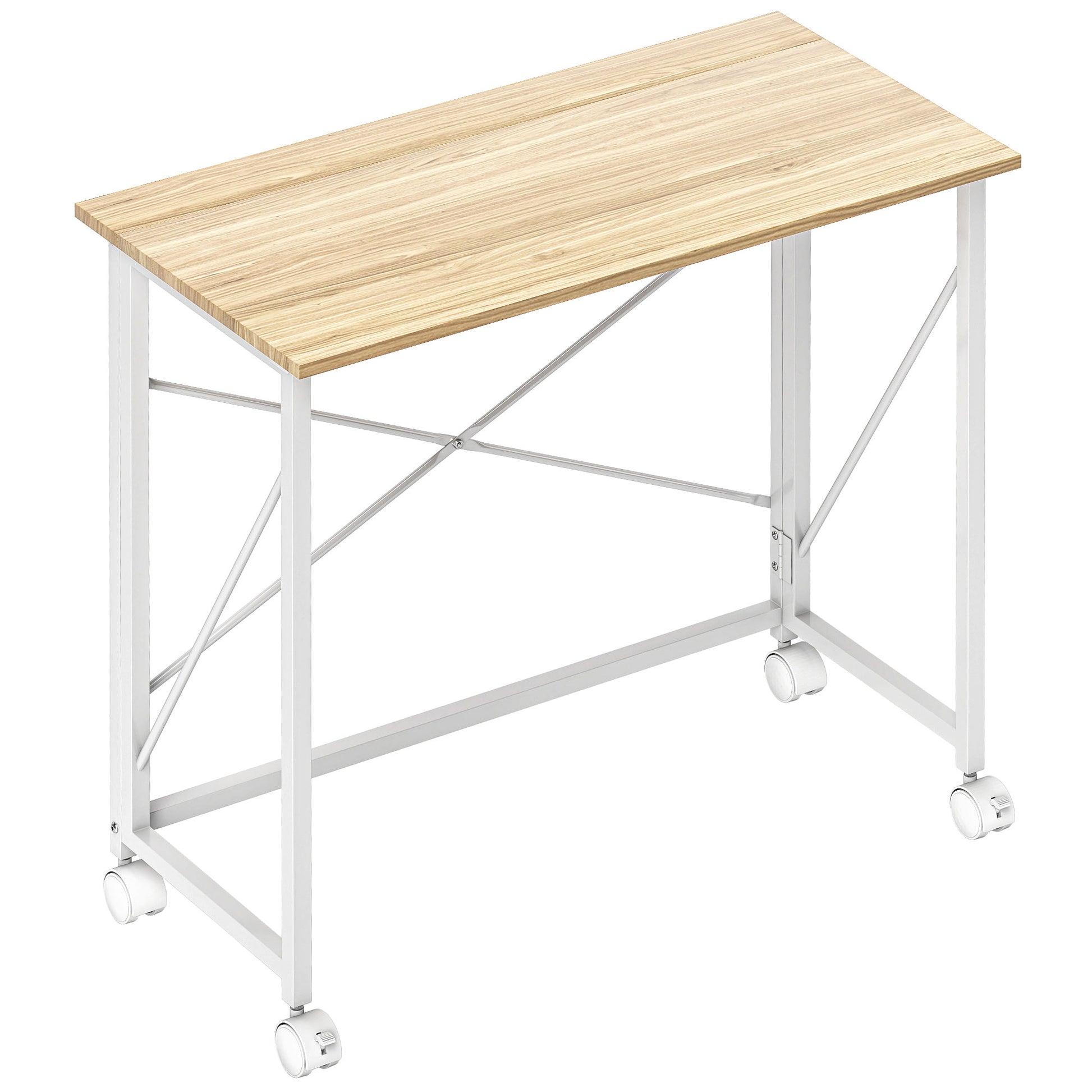 ESCRITORIO PLEGABLE CON RUEDAS FLEXIROLL 80x40 CM NATURAL Y BLANCO image 8