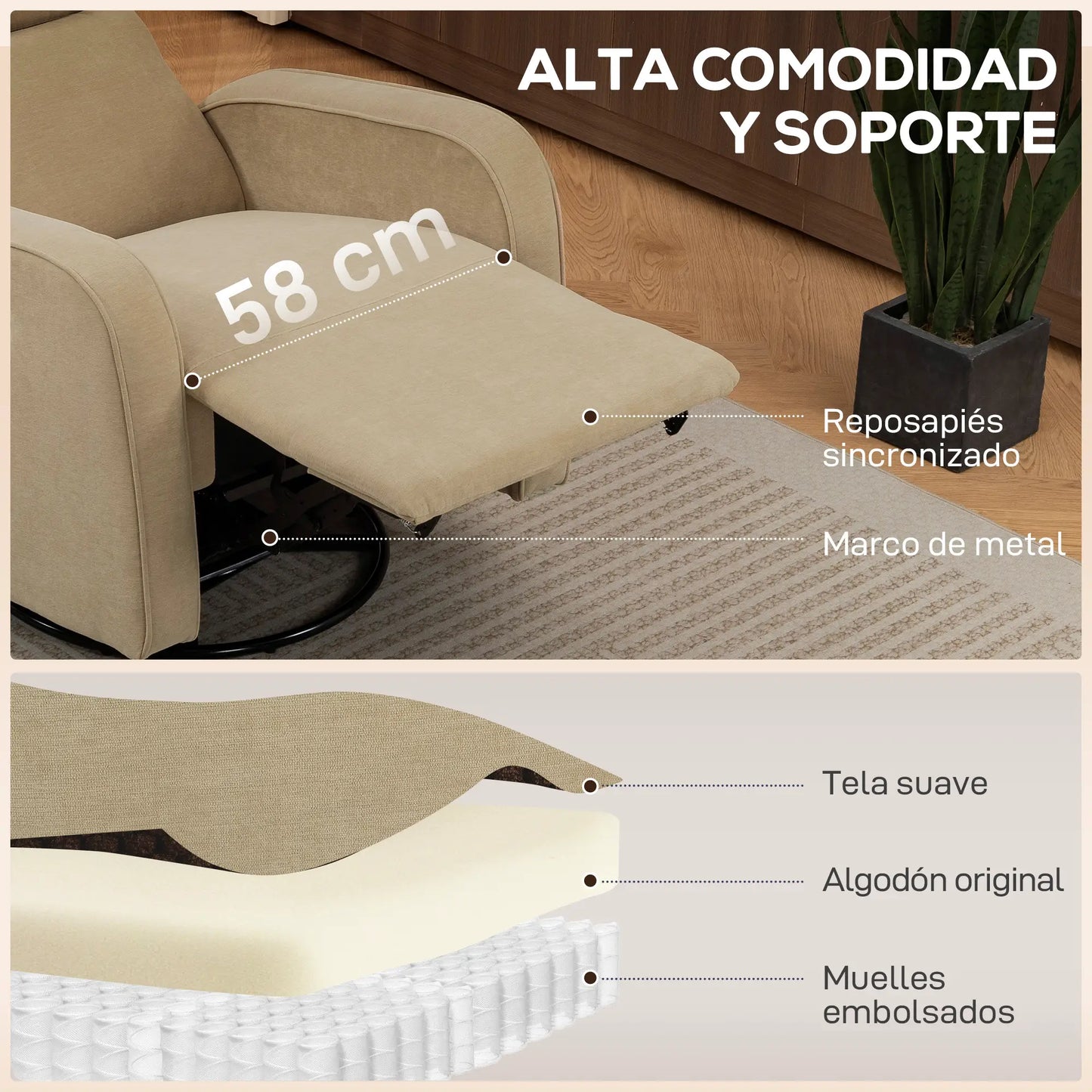SILLÓN RELAX ELÉCTRICO LUMERA COMFORT DUO GIRATORIO Y BALANCÍN CON DOBLE MOTOR image 3