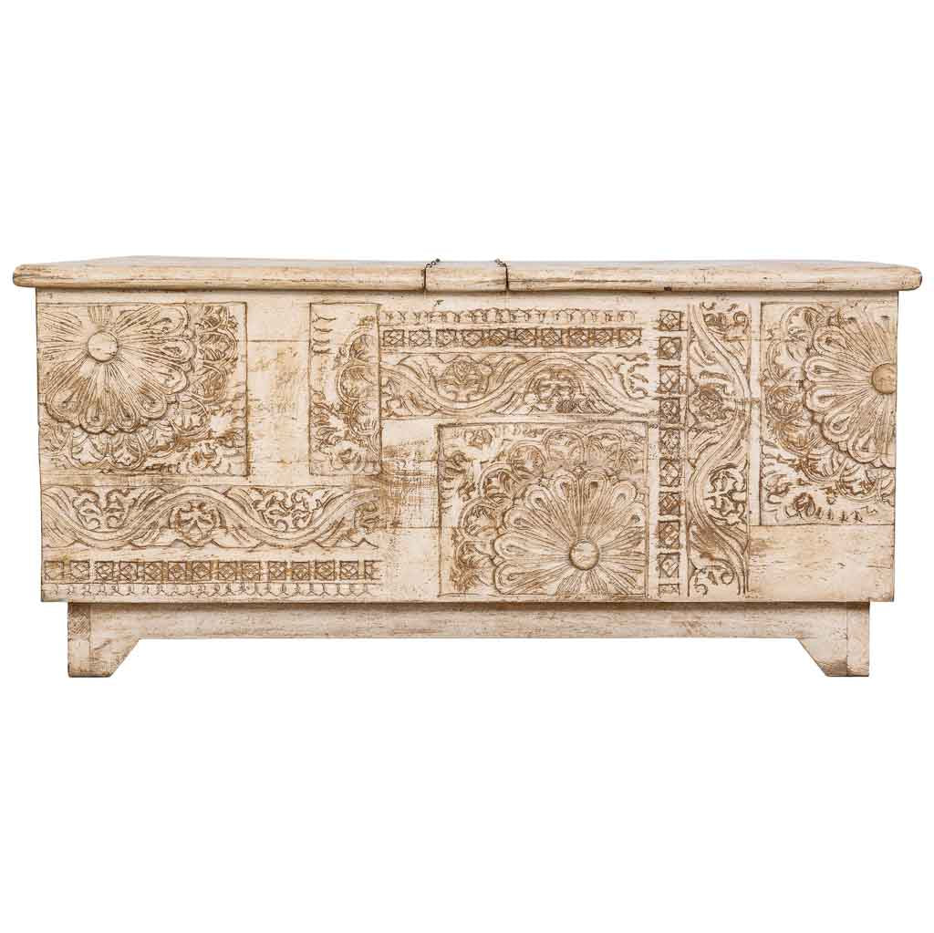 MESA DE CENTRO DALIAN ARTESANAL BLANCO ENVEJECIDO image 7