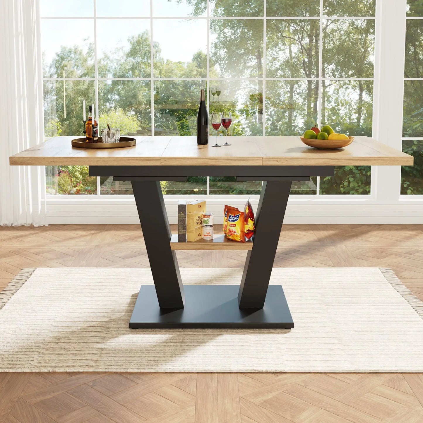 MESA DE COMEDOR EXTENSIBLE ARDEA V CON PATAS EN V image 0