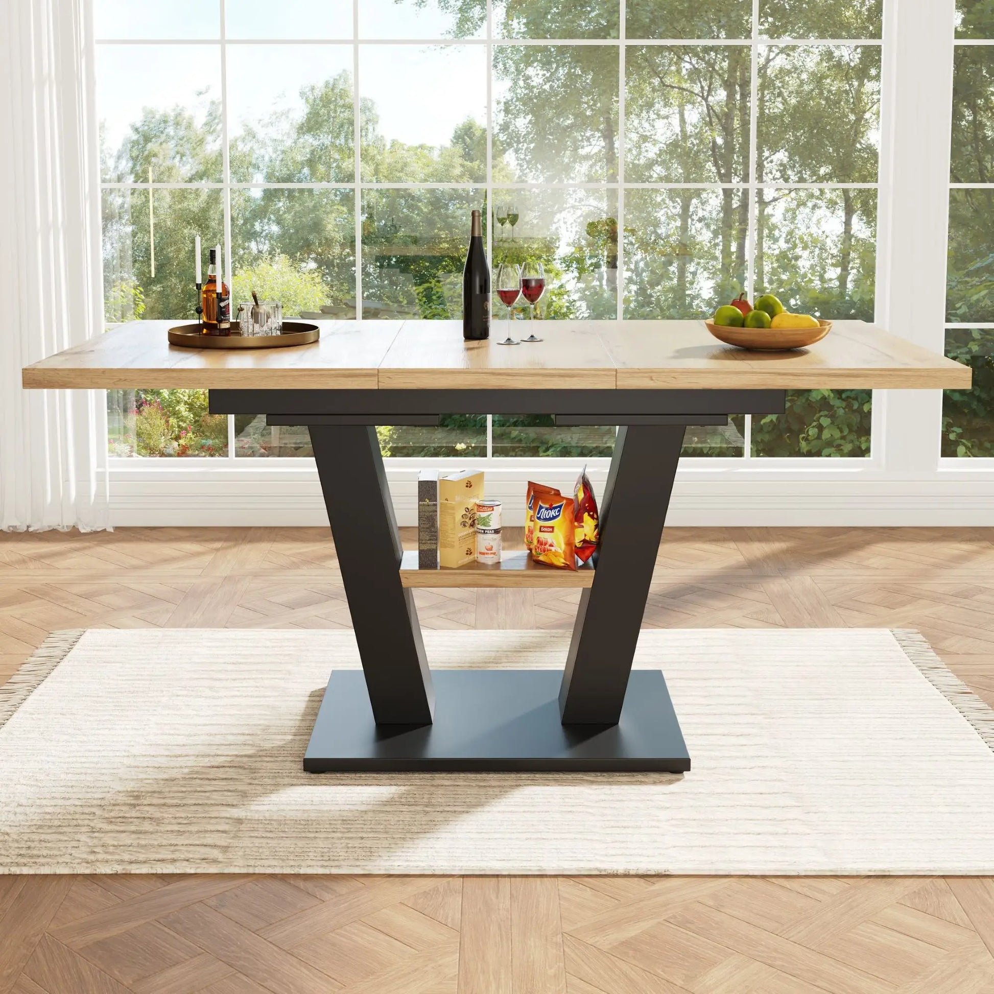 MESA DE COMEDOR EXTENSIBLE ARDEA V CON PATAS EN V image 0