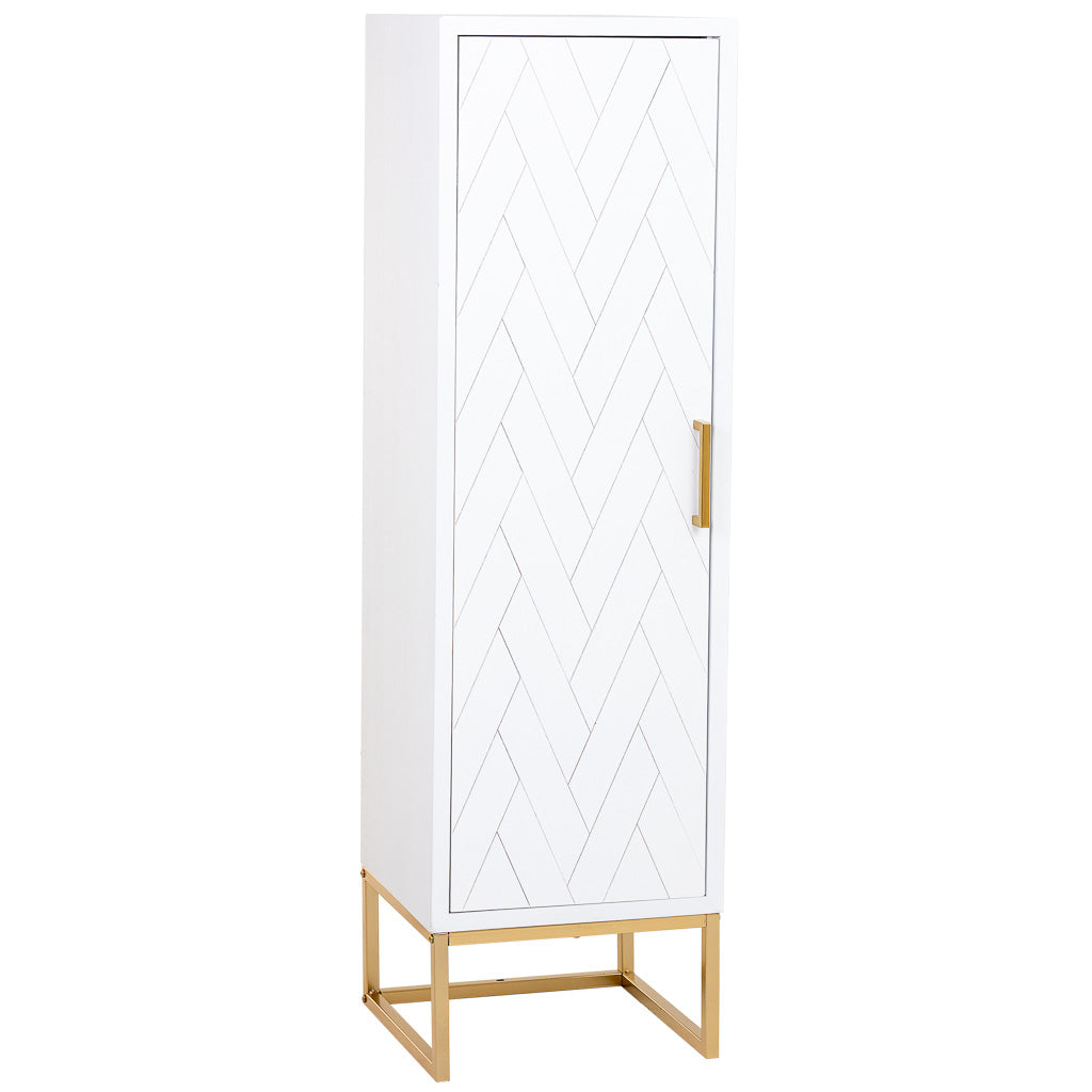 ARMARIO MARTA DE MADERA Y METAL BLANCO 1 PUERTA CON 3 ESTANTES image 0