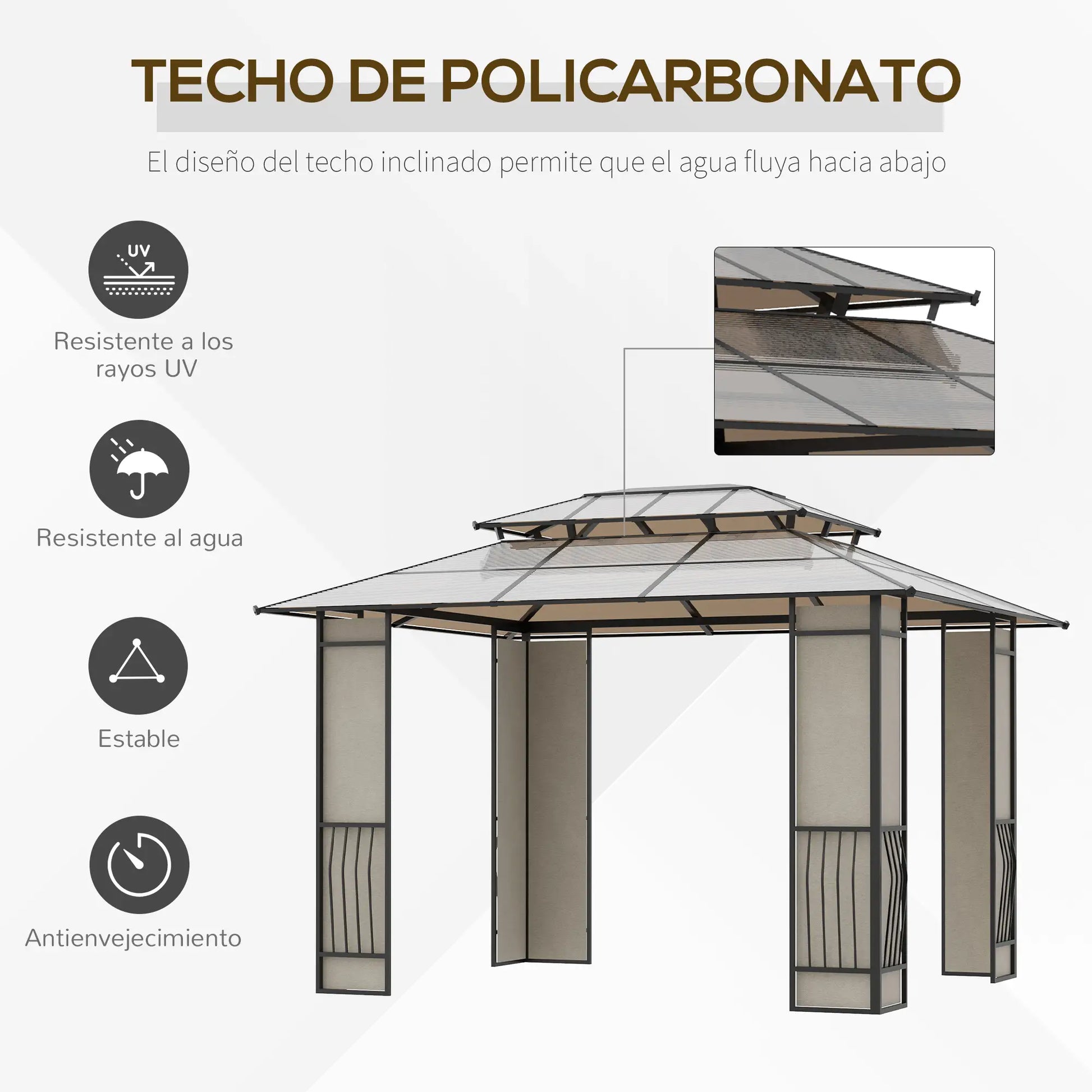 CENADOR DE JARDÍN LUXSHADE 360 CON TECHO DE POLICARBONATO ANTI-UV image 3