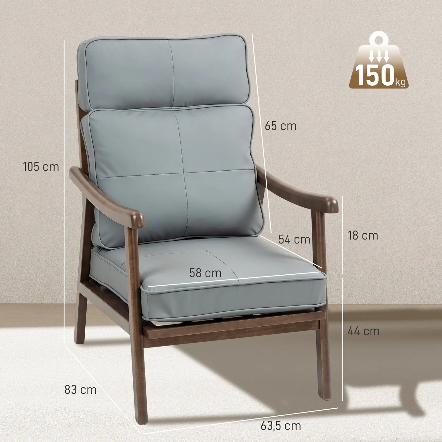 SILLÓN MODELO NOGAL GRIS – SILLÓN TAPIZADO EN PU image 3