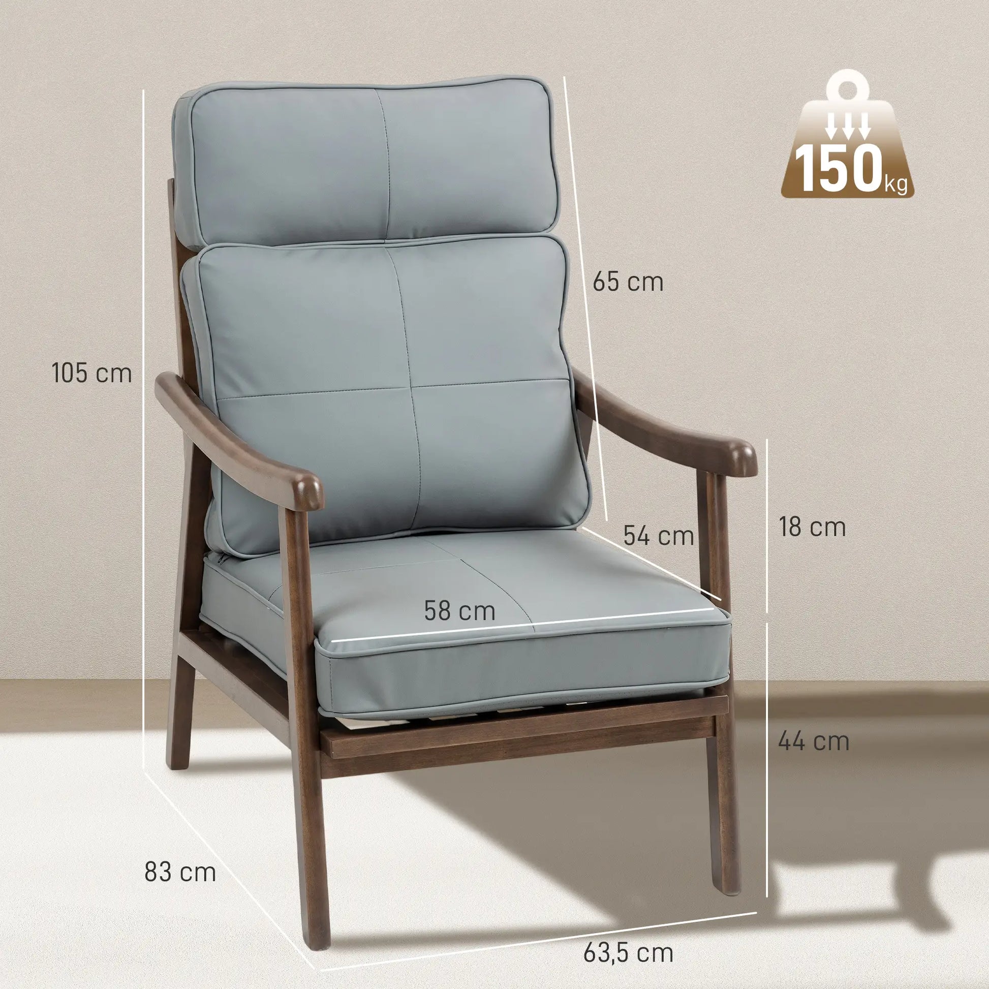 SILLÓN MODELO NOGAL GRIS – SILLÓN TAPIZADO EN PU image 3