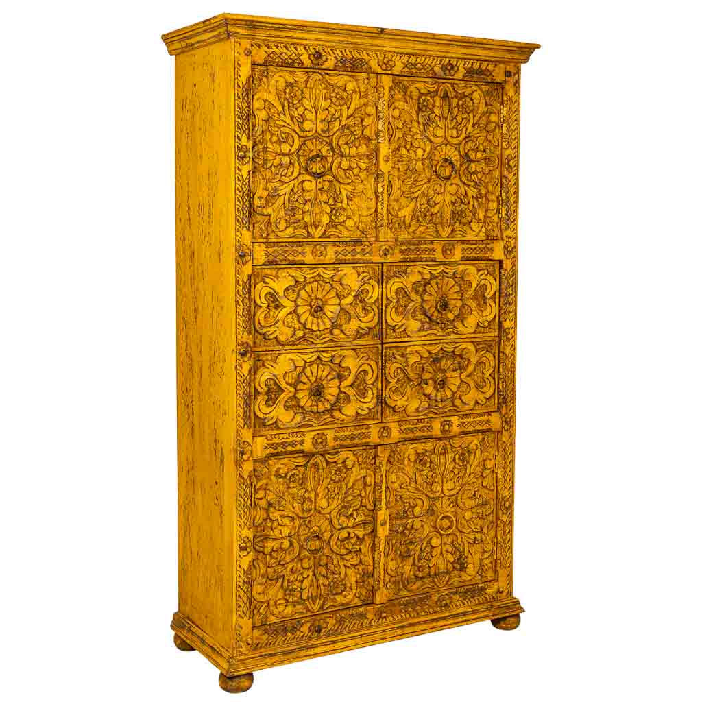 ARMARIO DALIAN YELLOW ARTESANAL DE MADERA MACIZA 2 CAJONES Y 4 PUERTAS image 0
