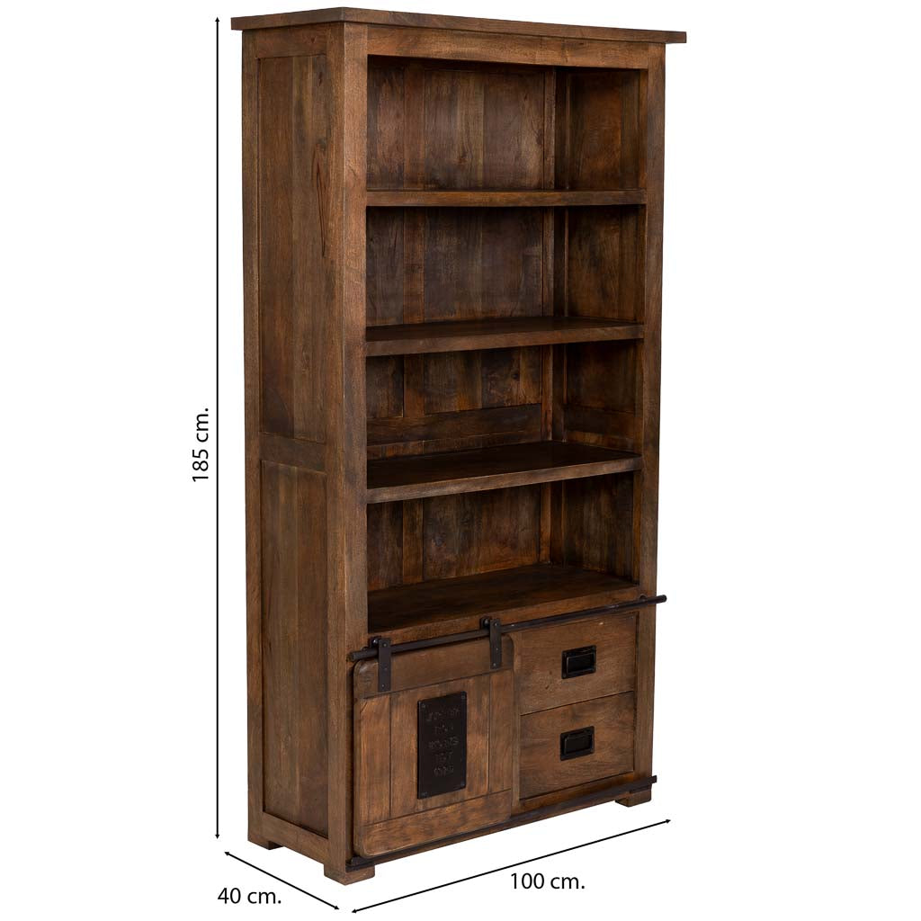 ESTANTE LIBRERÍA ÓXIDO ARTESANAL DE MADERA MACIZA image 4