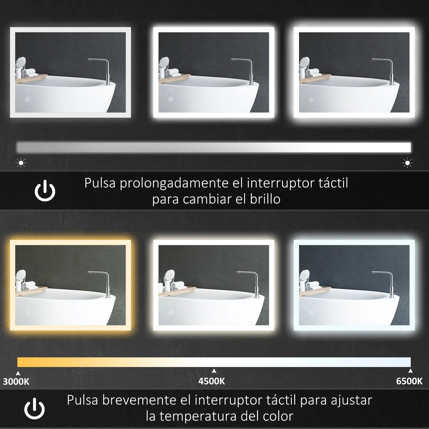 ESPEJO DE BAÑO LED LUMINA VELUX 70X50 ANTIVAHO RETROILUMINADO image 3