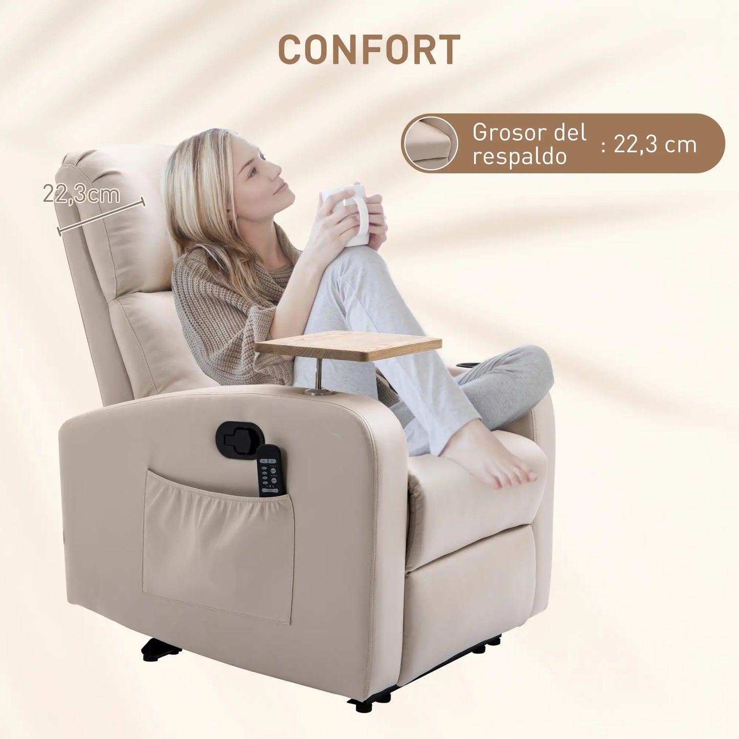 💆‍♂️ Sillón de Masaje MODELO RELAXZEN – Reclinación 145° con Bandeja Giratoria image 10