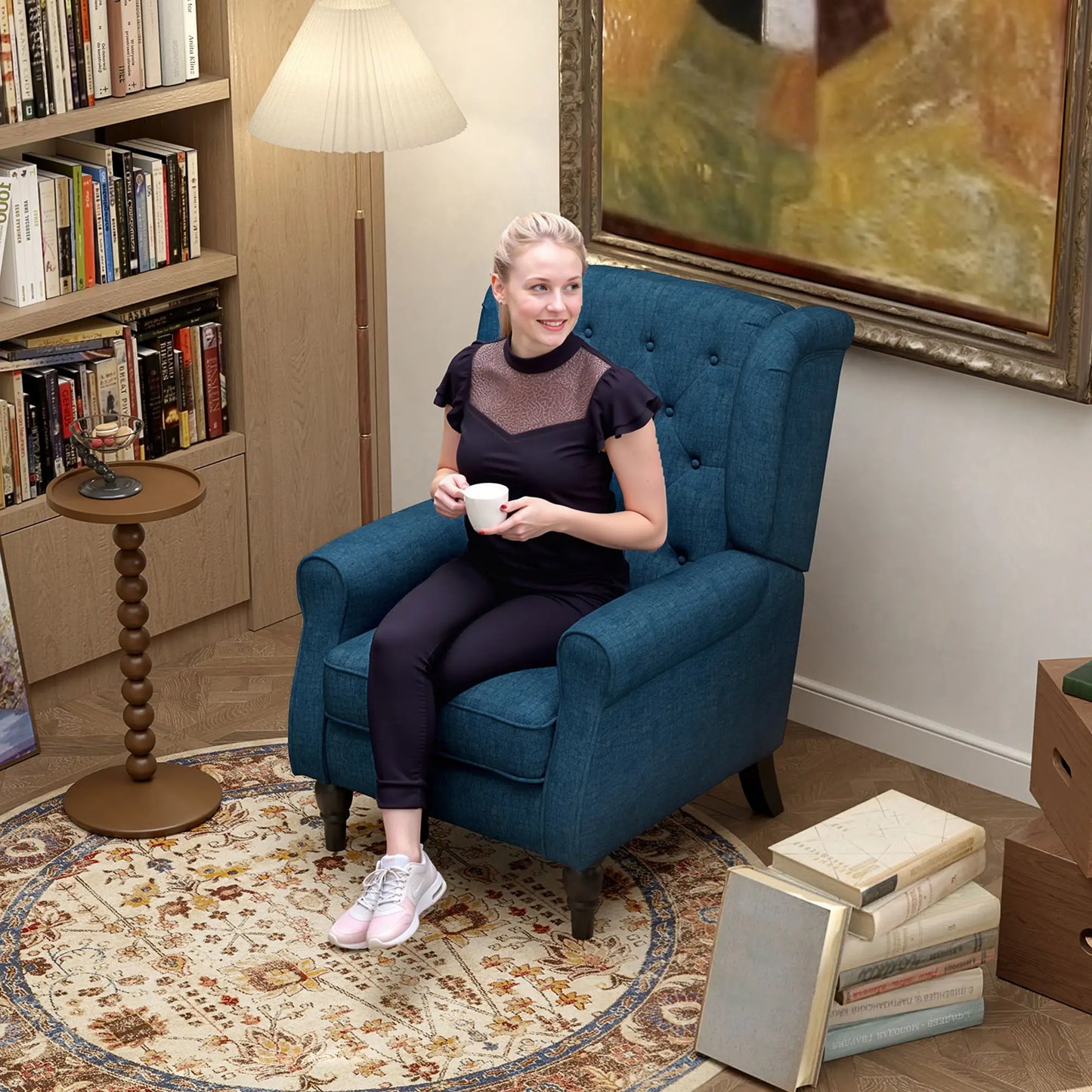 Sillón Versalles con Reposacabezas y Patas de Madera image 5