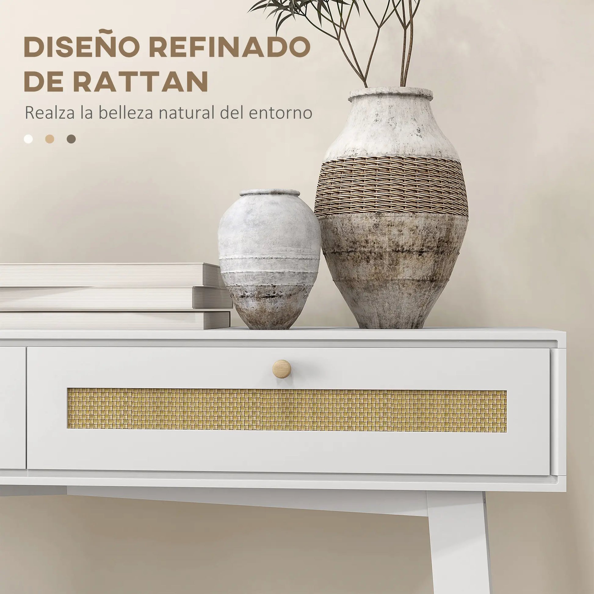 CONSOLA BOHO RATÁN “CANNAGE WHITE DOUBLE DRAWER” image 5