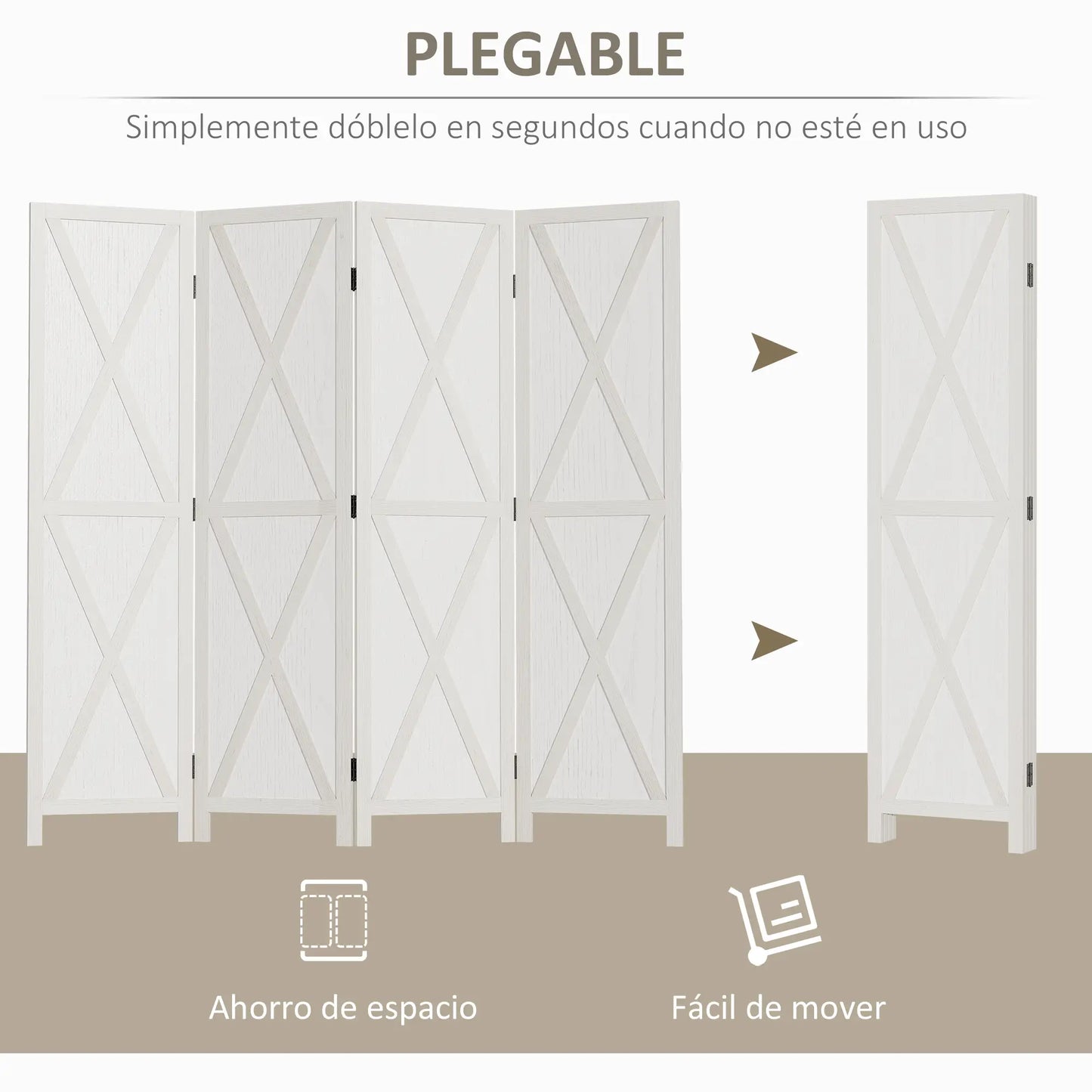 🚪 BIOMBO SEPARADOR DE AMBIENTES DE 4 PANELES 182 × 170 CM – ELEGANCIA, PRIVACIDAD Y FUNCIONALIDAD