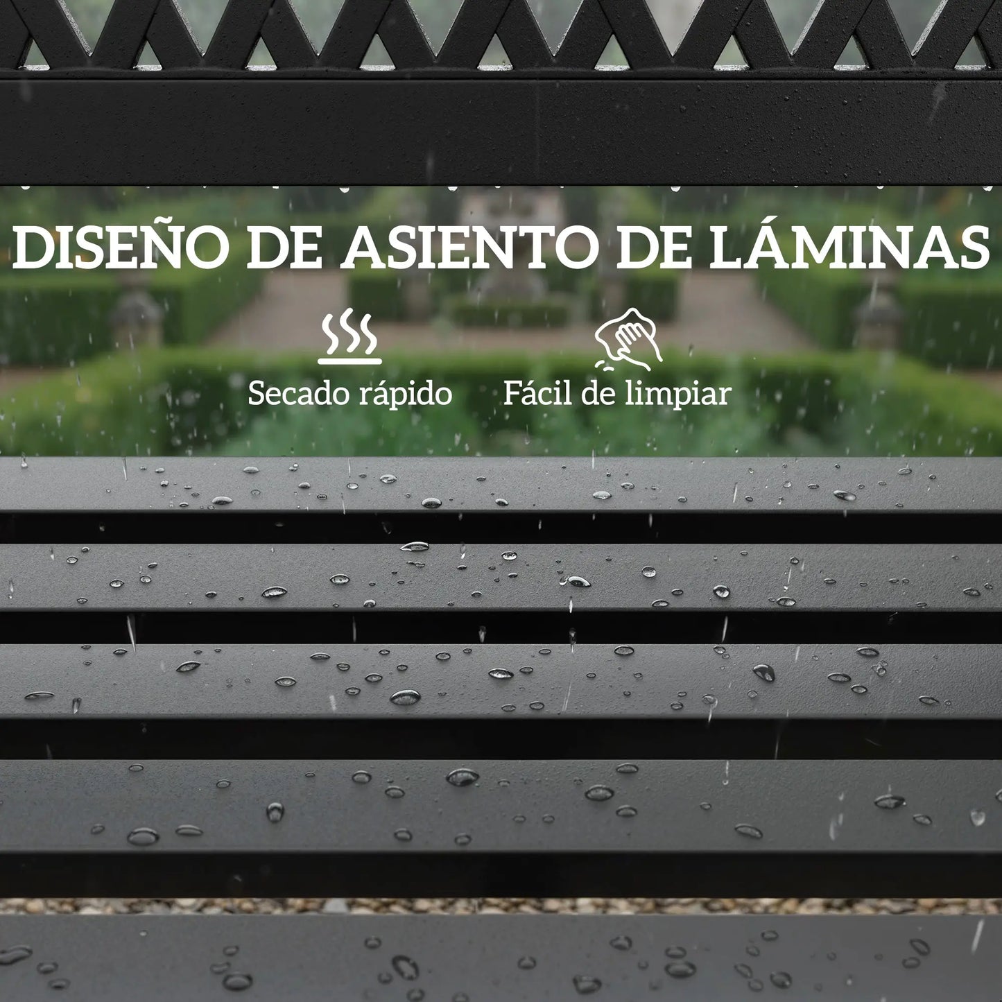 🌿 Banco de Jardín Modelo Modern Air 2 Plazas Acero Negro Minimalista